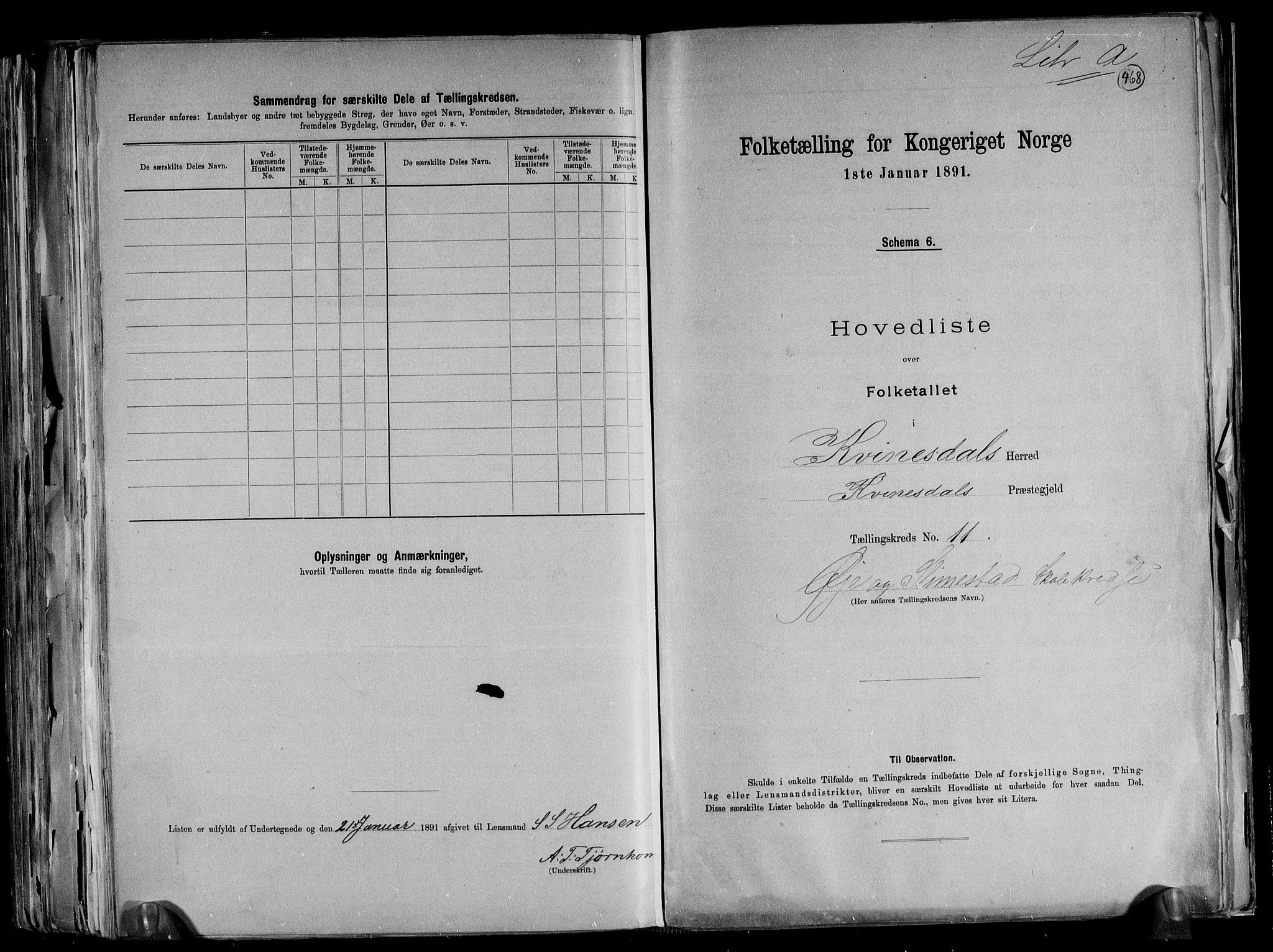 RA, 1891 census for 1037 Kvinesdal, 1891, p. 30