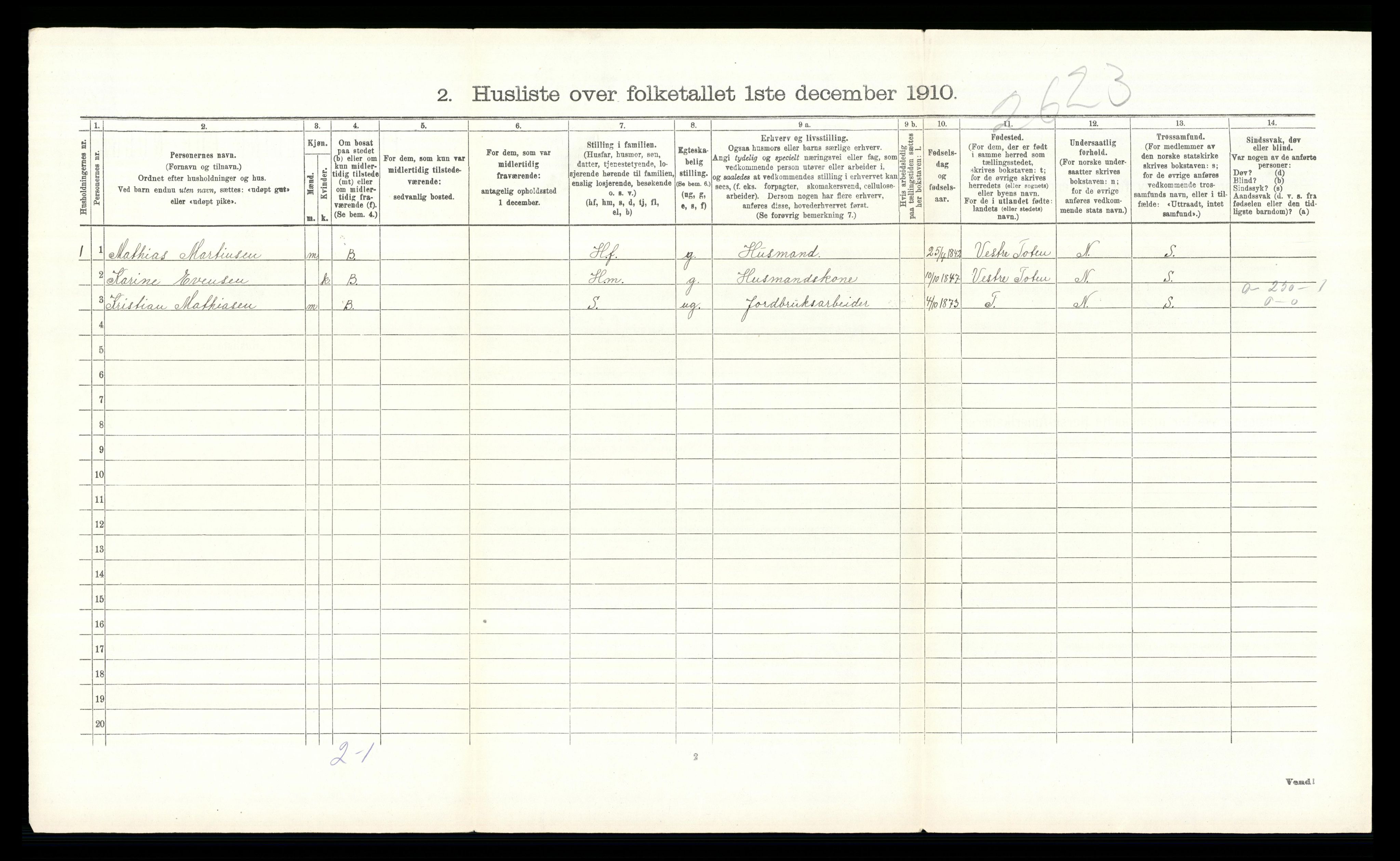 RA, 1910 census for Hurdal, 1910, p. 379