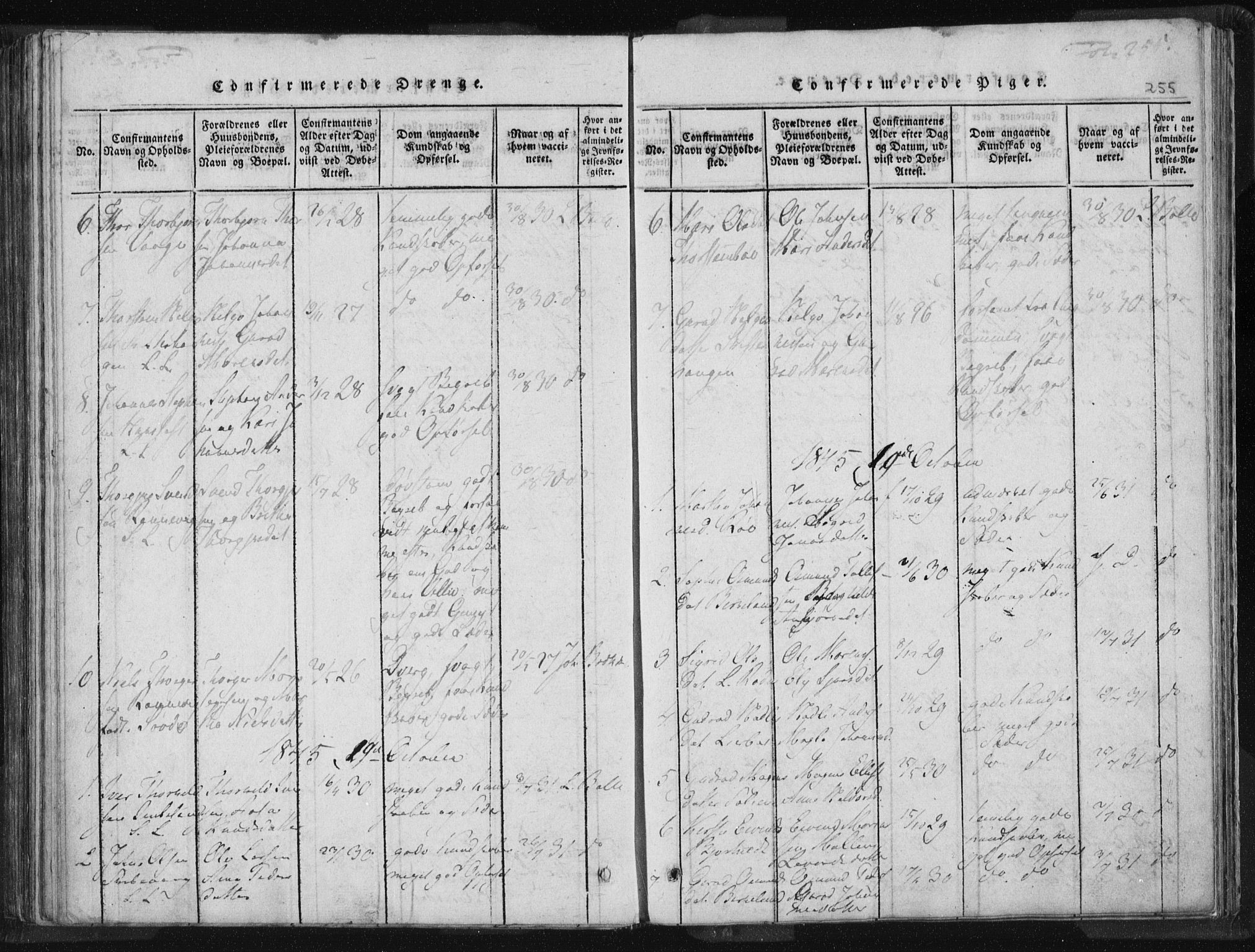 Vikedal sokneprestkontor, AV/SAST-A-101840/01/IV: Parish register (official) no. A 5, 1817-1850, p. 255