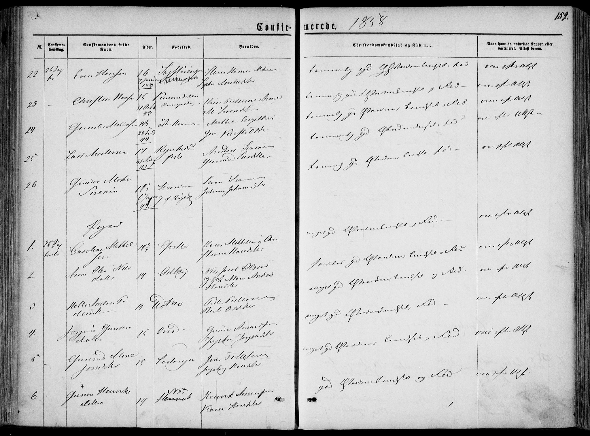 Hedrum kirkebøker, AV/SAKO-A-344/F/Fa/L0007: Parish register (official) no. I 7, 1857-1868, p. 159