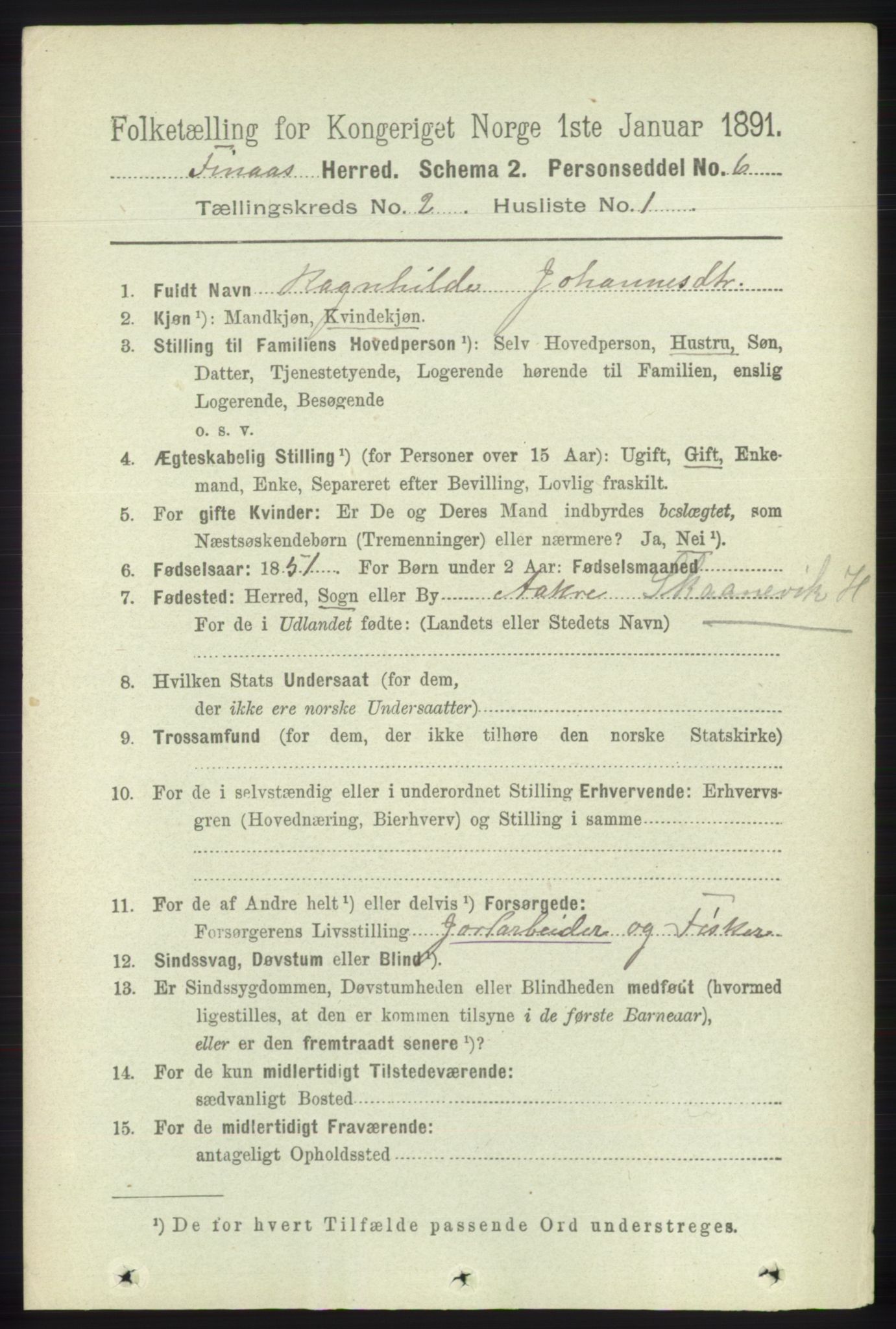 RA, 1891 census for 1218 Finnås, 1891, p. 775