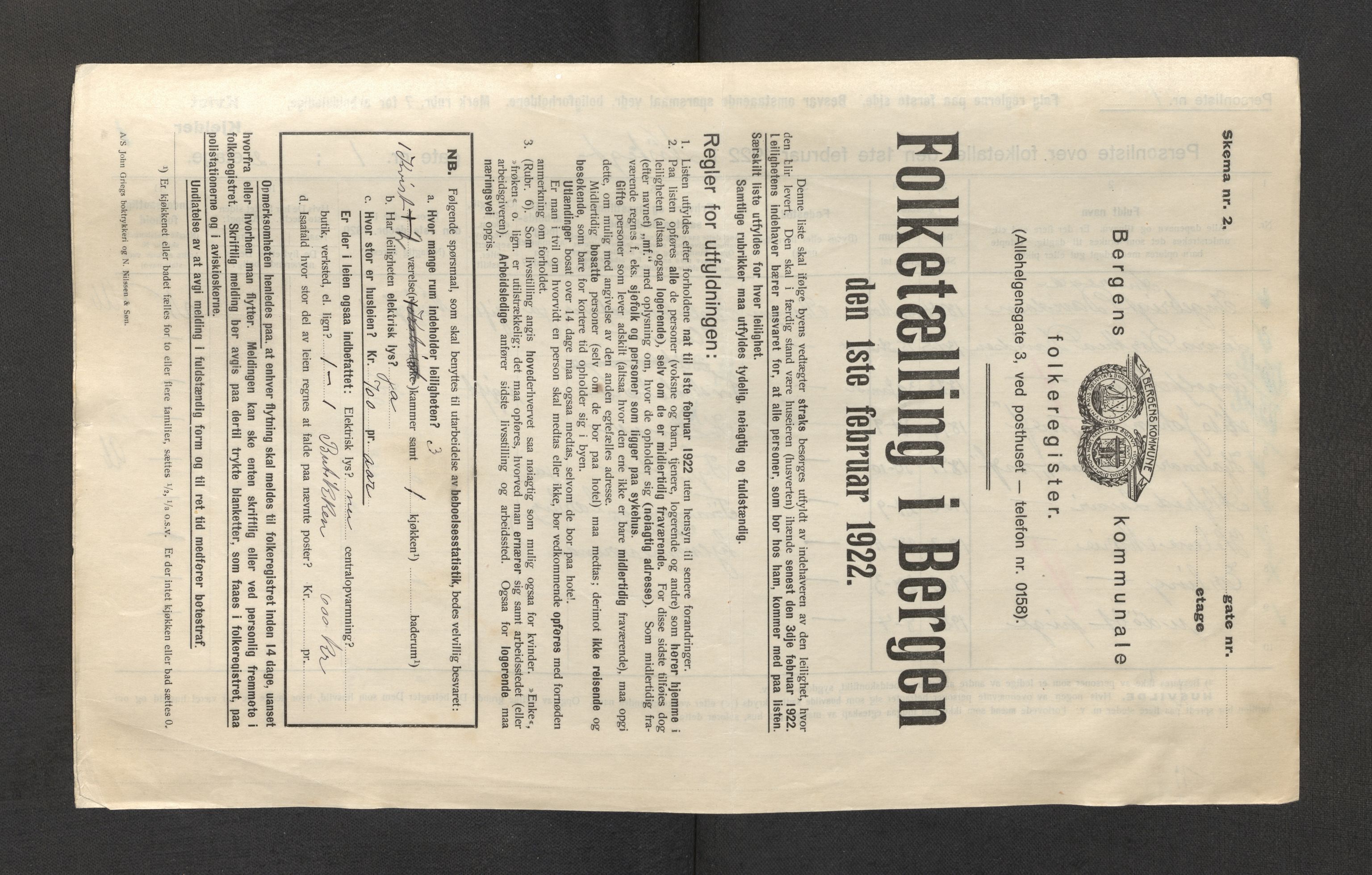 SAB, Municipal Census 1922 for Bergen, 1922, p. 29504