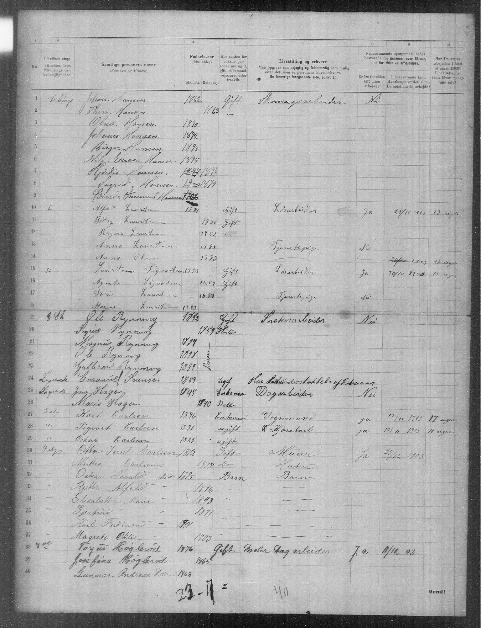 OBA, Municipal Census 1903 for Kristiania, 1903, p. 517