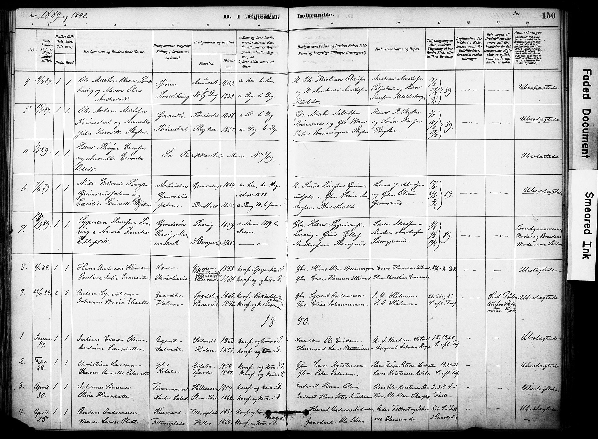 Rakkestad prestekontor Kirkebøker, AV/SAO-A-2008/F/Fb/L0001: Parish register (official) no. II 1, 1878-1899, p. 150