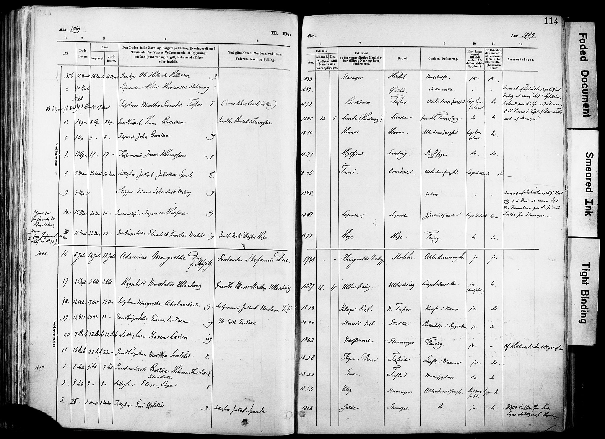 Hetland sokneprestkontor, AV/SAST-A-101826/30/30BA/L0012: Parish register (official) no. A 12, 1882-1912, p. 114