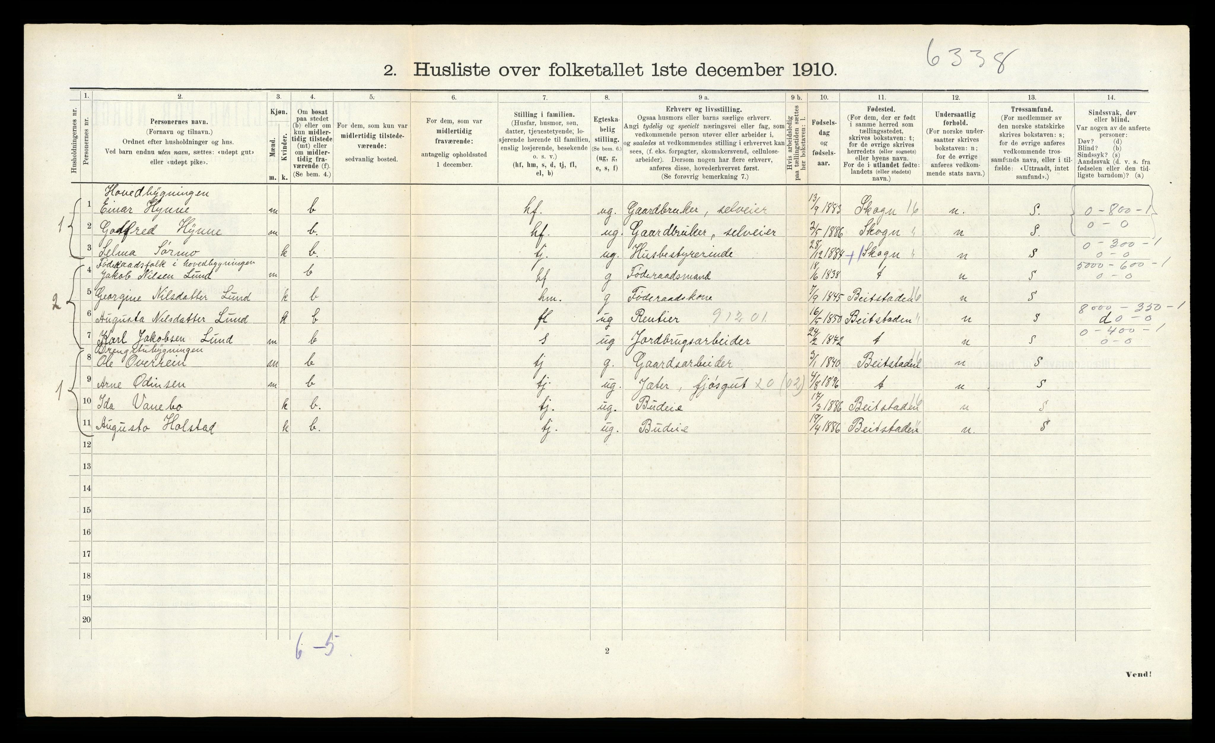 RA, 1910 census for Egge, 1910, p. 390