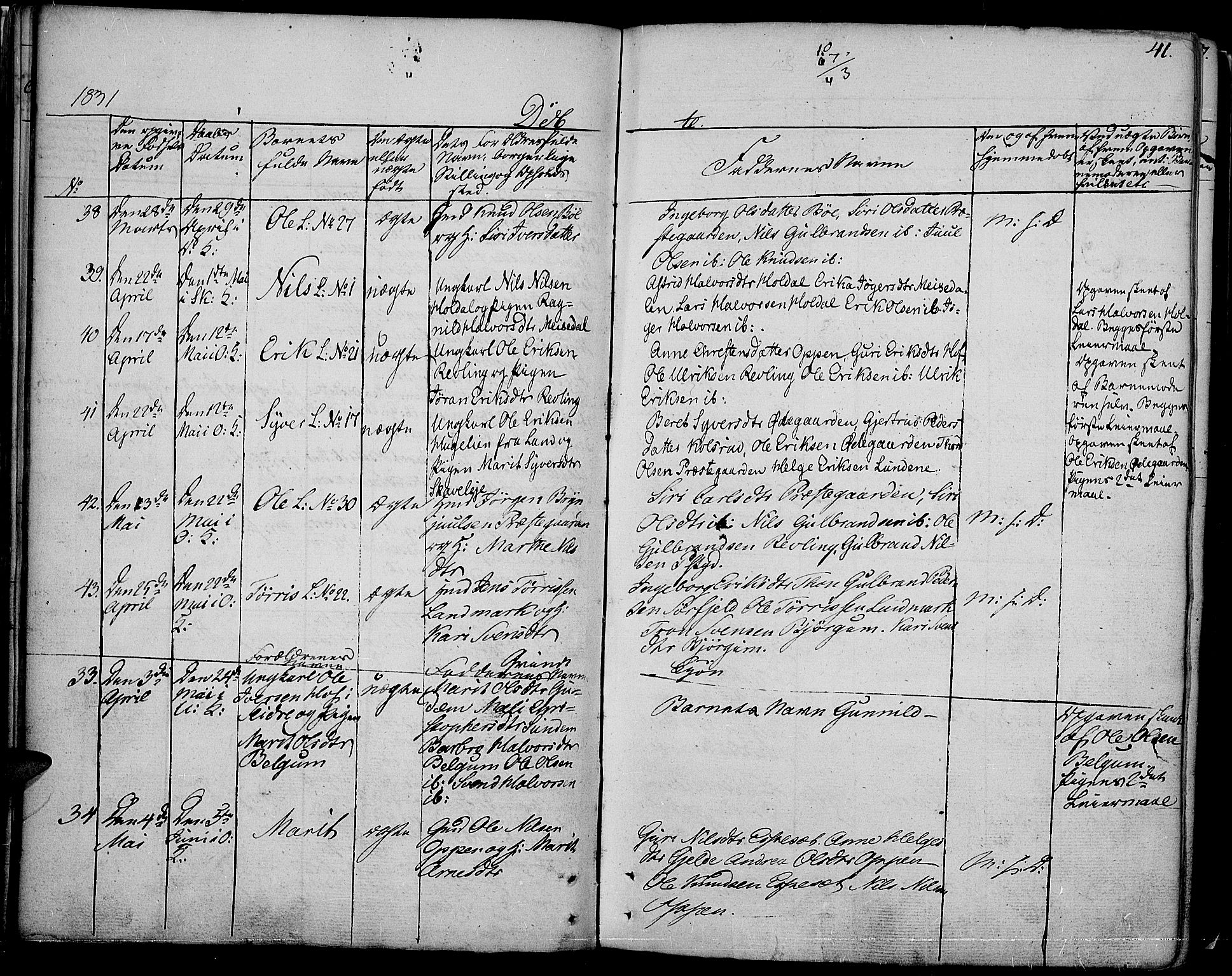 Nord-Aurdal prestekontor, SAH/PREST-132/H/Ha/Haa/L0003: Parish register (official) no. 3, 1828-1841, p. 41