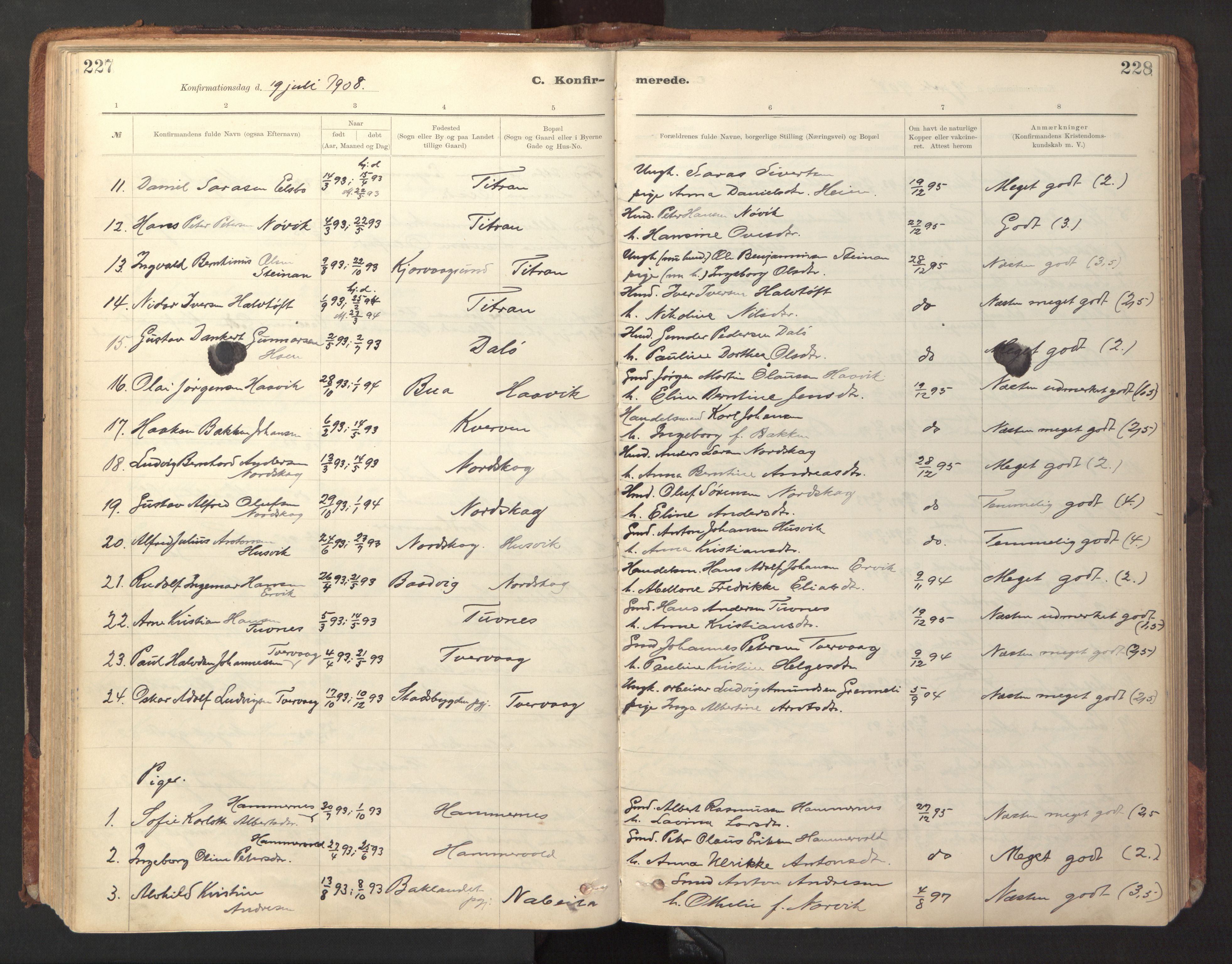 Ministerialprotokoller, klokkerbøker og fødselsregistre - Sør-Trøndelag, SAT/A-1456/641/L0596: Parish register (official) no. 641A02, 1898-1915, p. 227-228