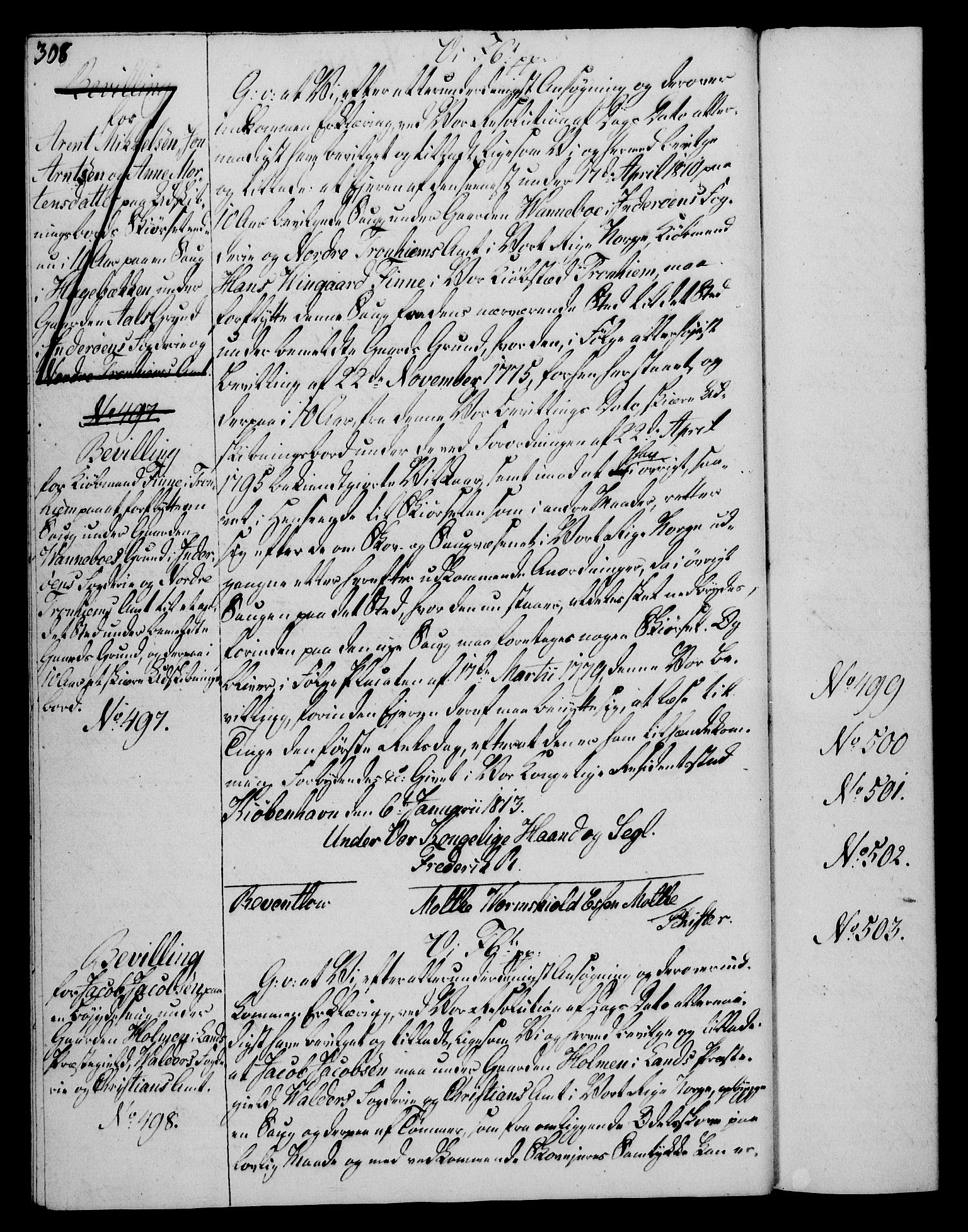 Rentekammeret, Kammerkanselliet, RA/EA-3111/G/Gg/Gga/L0020: Norsk ekspedisjonsprotokoll med register (merket RK 53.20), 1811-1814, p. 308