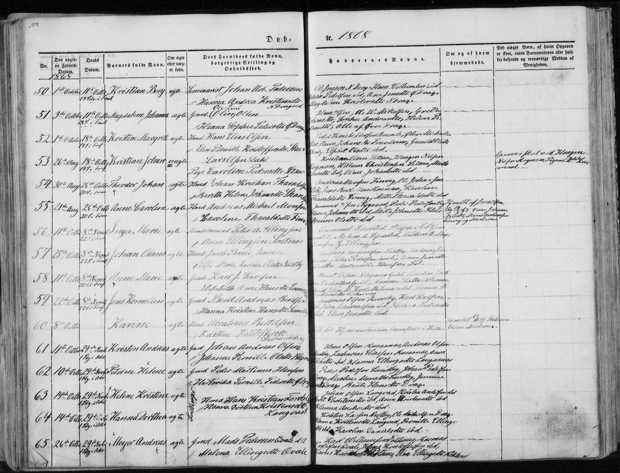 Ministerialprotokoller, klokkerbøker og fødselsregistre - Nordland, AV/SAT-A-1459/847/L0666: Parish register (official) no. 847A06, 1842-1871, p. 108