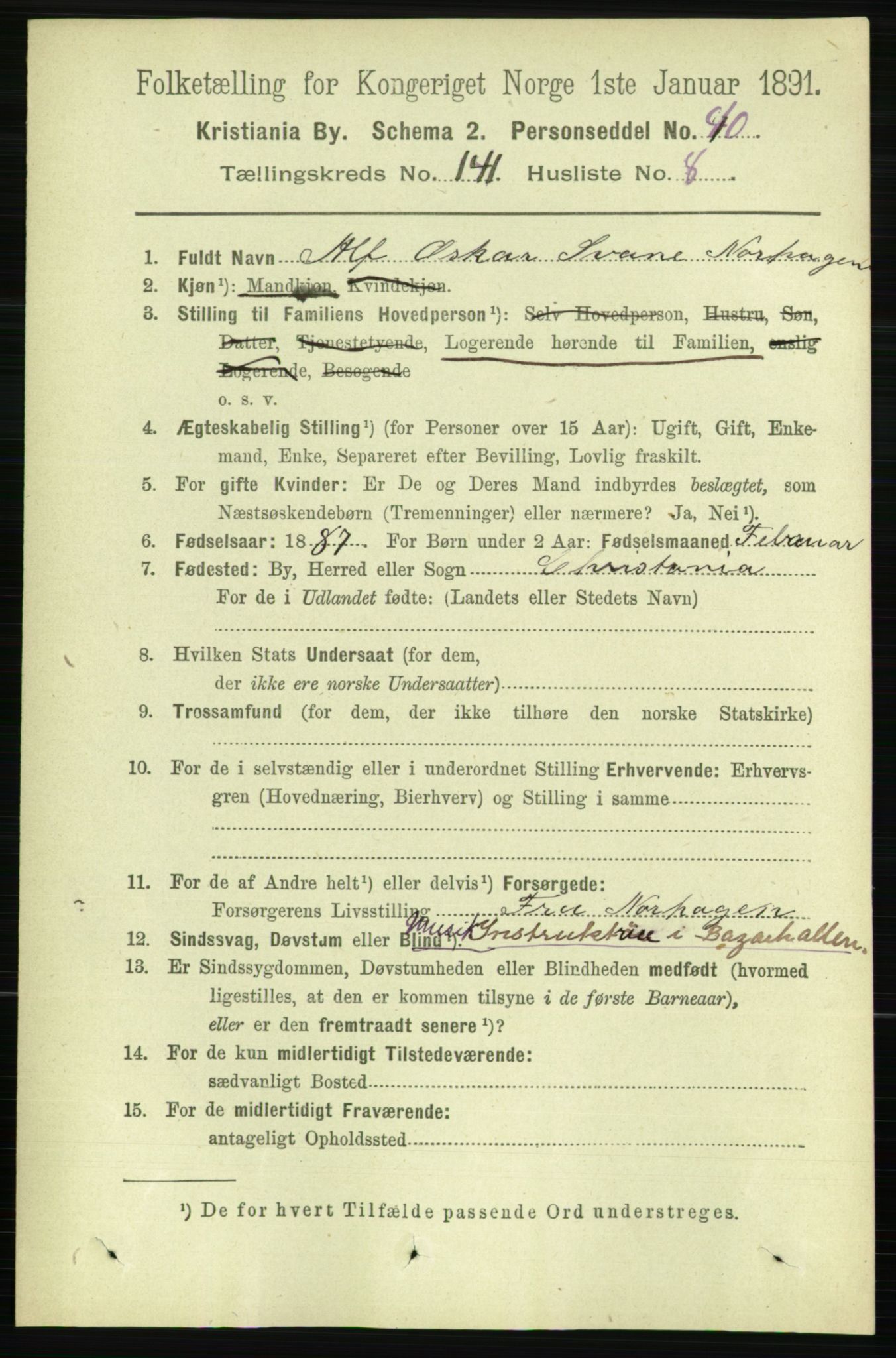 RA, 1891 census for 0301 Kristiania, 1891, p. 78279