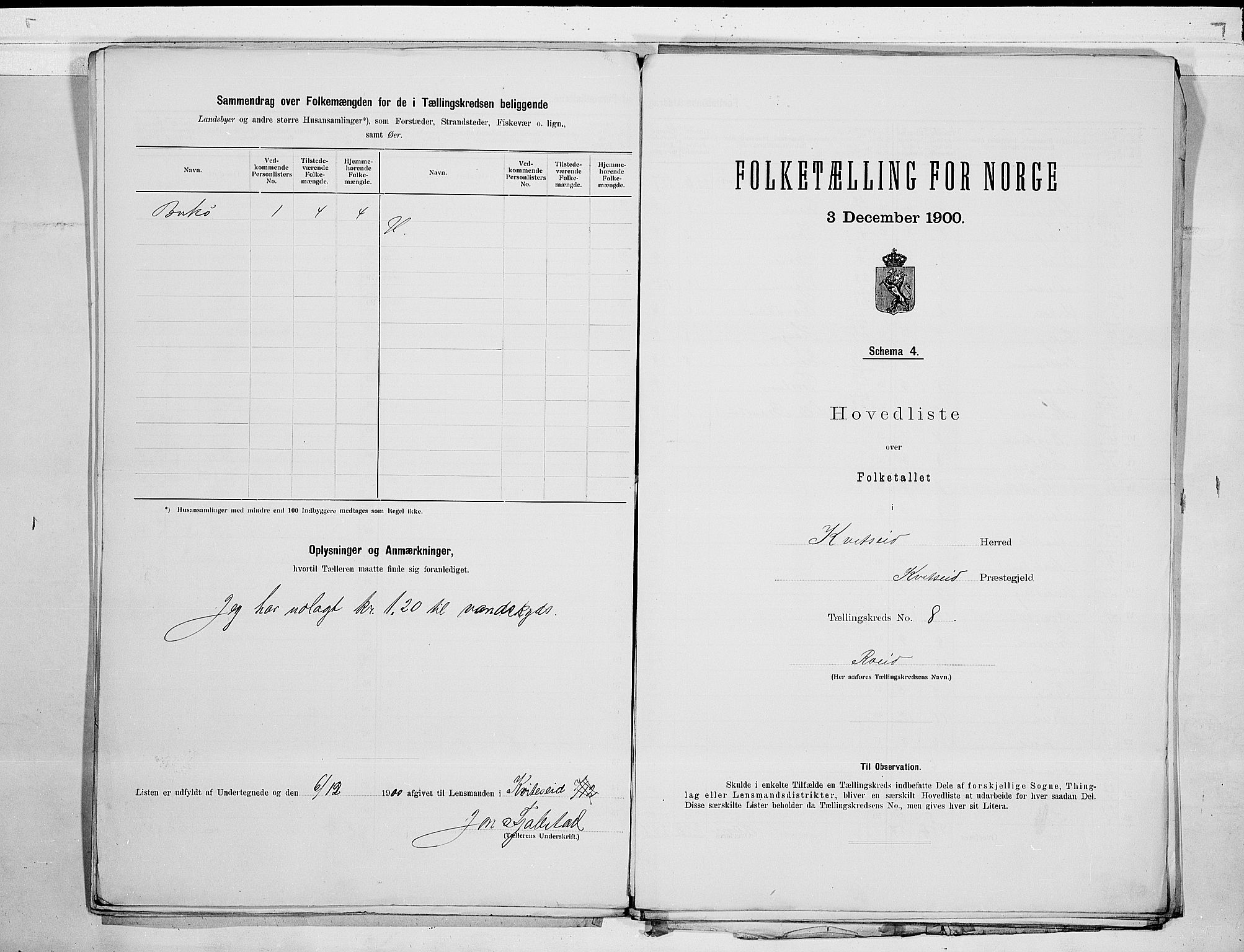 SAKO, 1900 census for Kviteseid, 1900, p. 16