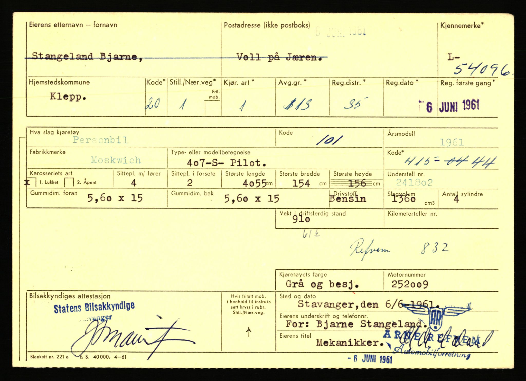 Stavanger trafikkstasjon, AV/SAST-A-101942/0/F/L0053: L-52900 - L-54199, 1930-1971, p. 2643