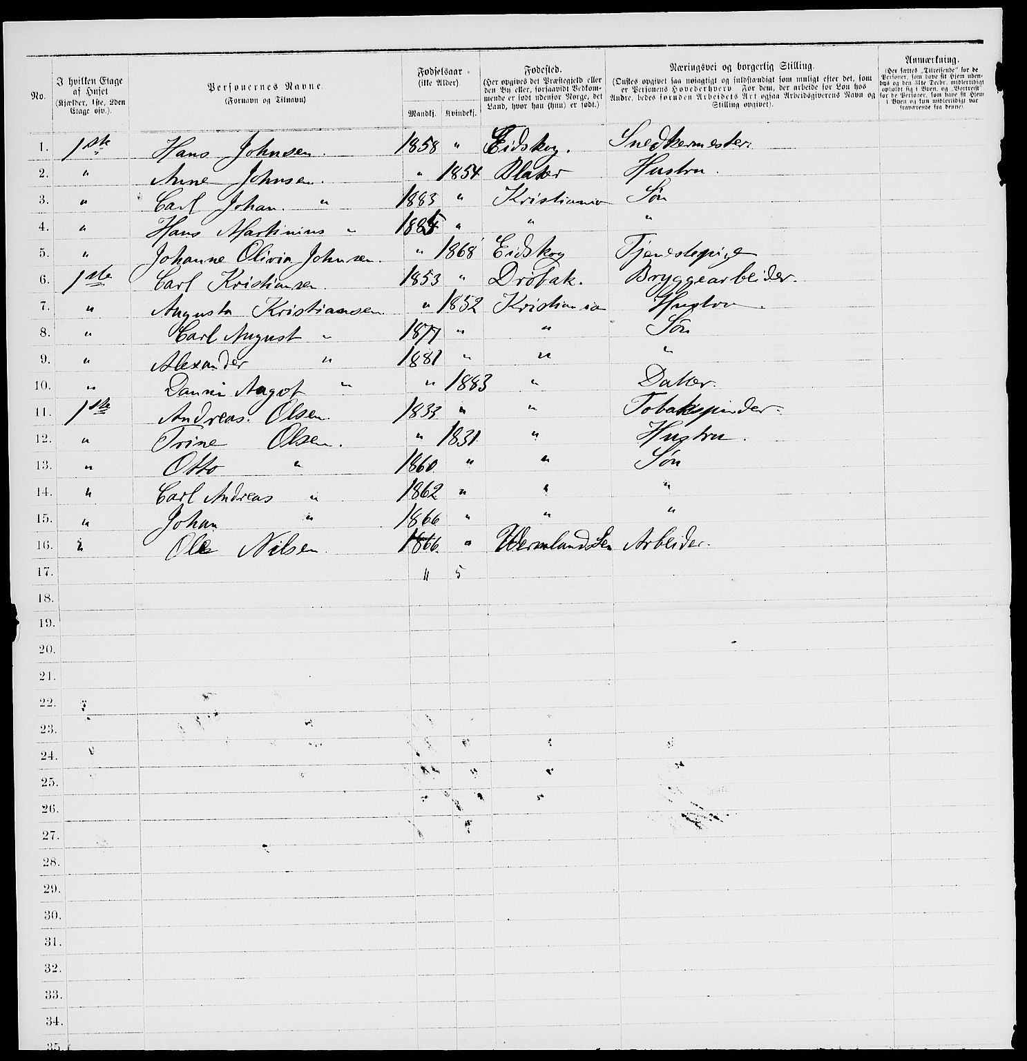 RA, 1885 census for 0301 Kristiania, 1885, p. 6833