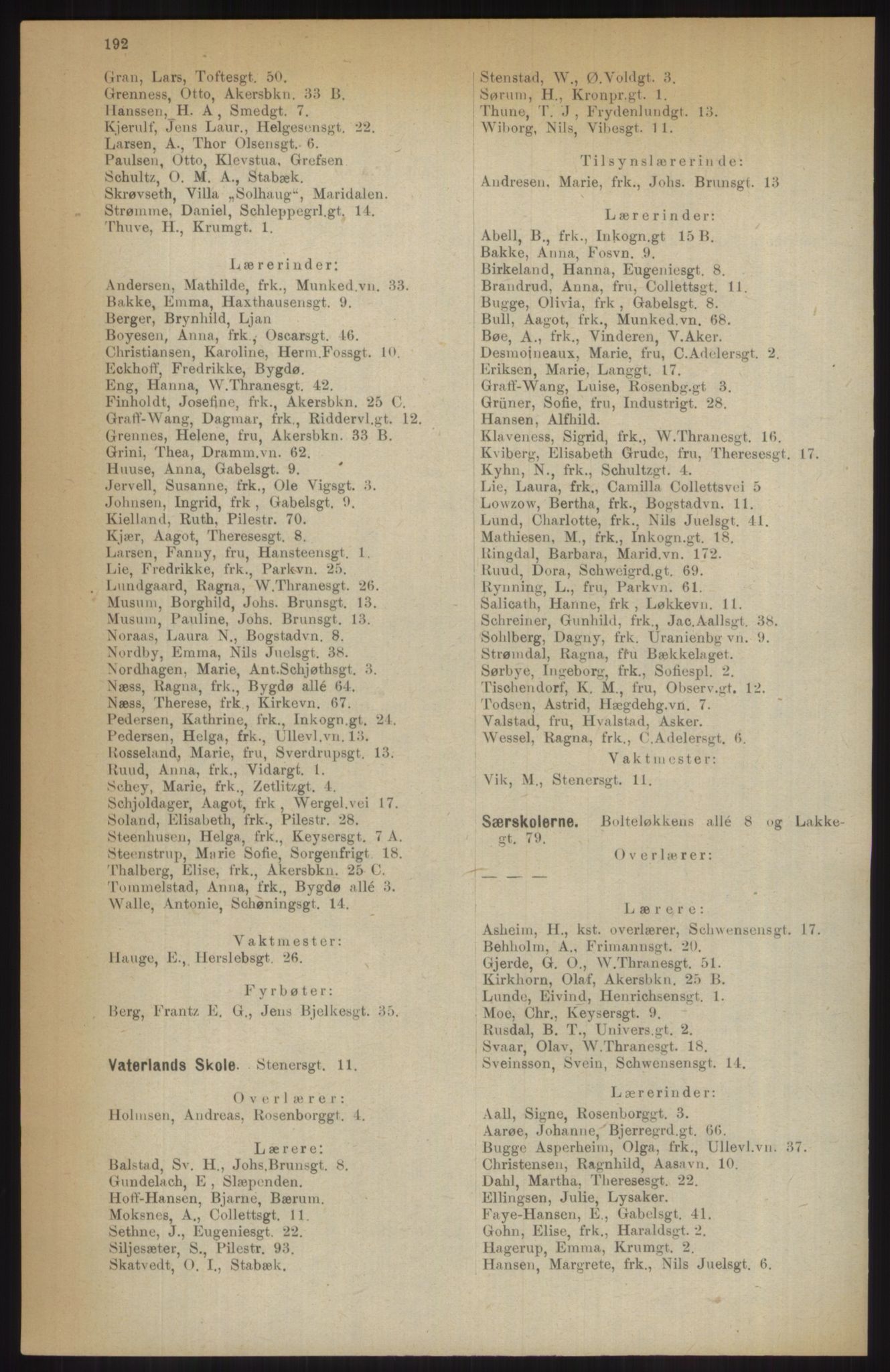 Kristiania/Oslo adressebok, PUBL/-, 1914, p. 192
