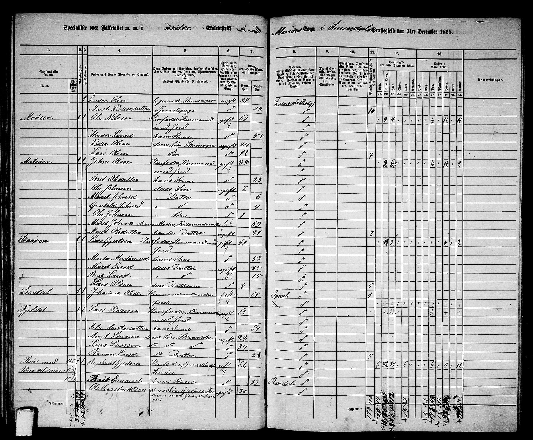 RA, 1865 census for Surnadal, 1865, p. 39