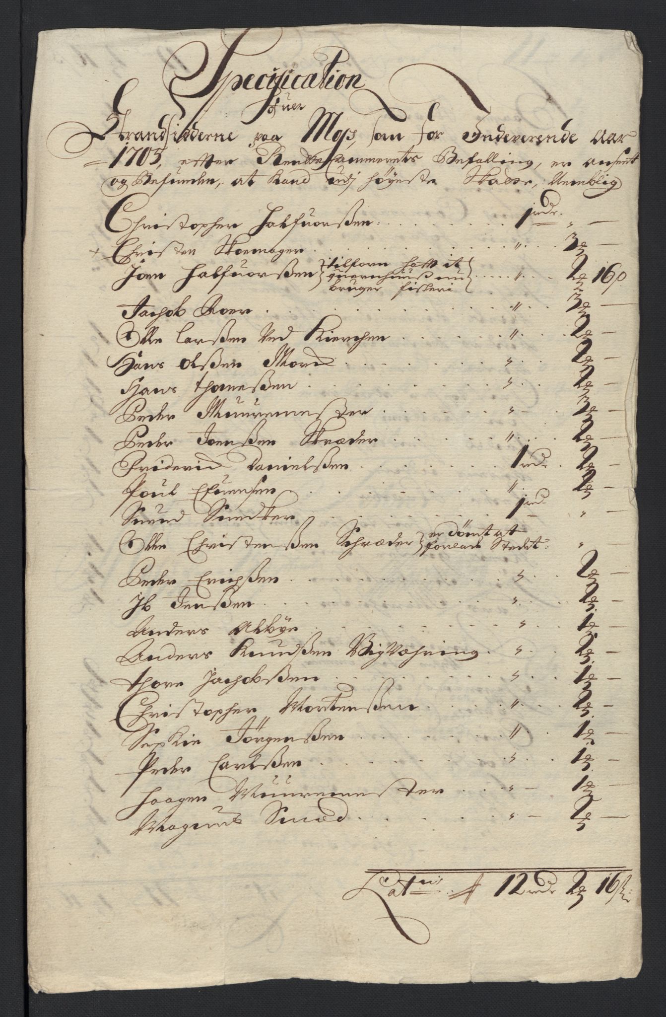 Rentekammeret inntil 1814, Reviderte regnskaper, Fogderegnskap, RA/EA-4092/R04/L0133: Fogderegnskap Moss, Onsøy, Tune, Veme og Åbygge, 1705-1706, p. 59