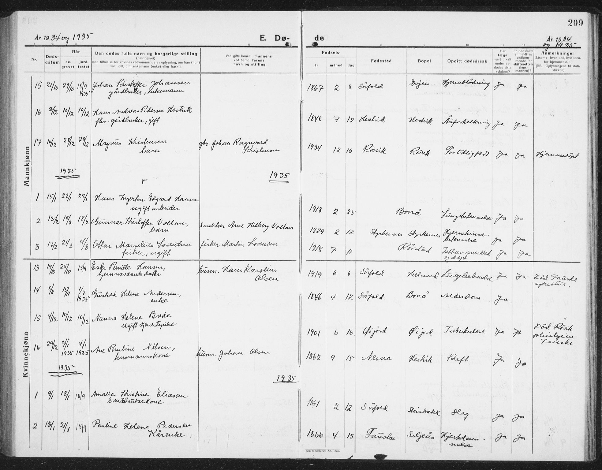 Ministerialprotokoller, klokkerbøker og fødselsregistre - Nordland, AV/SAT-A-1459/854/L0788: Parish register (copy) no. 854C04, 1926-1940, p. 209