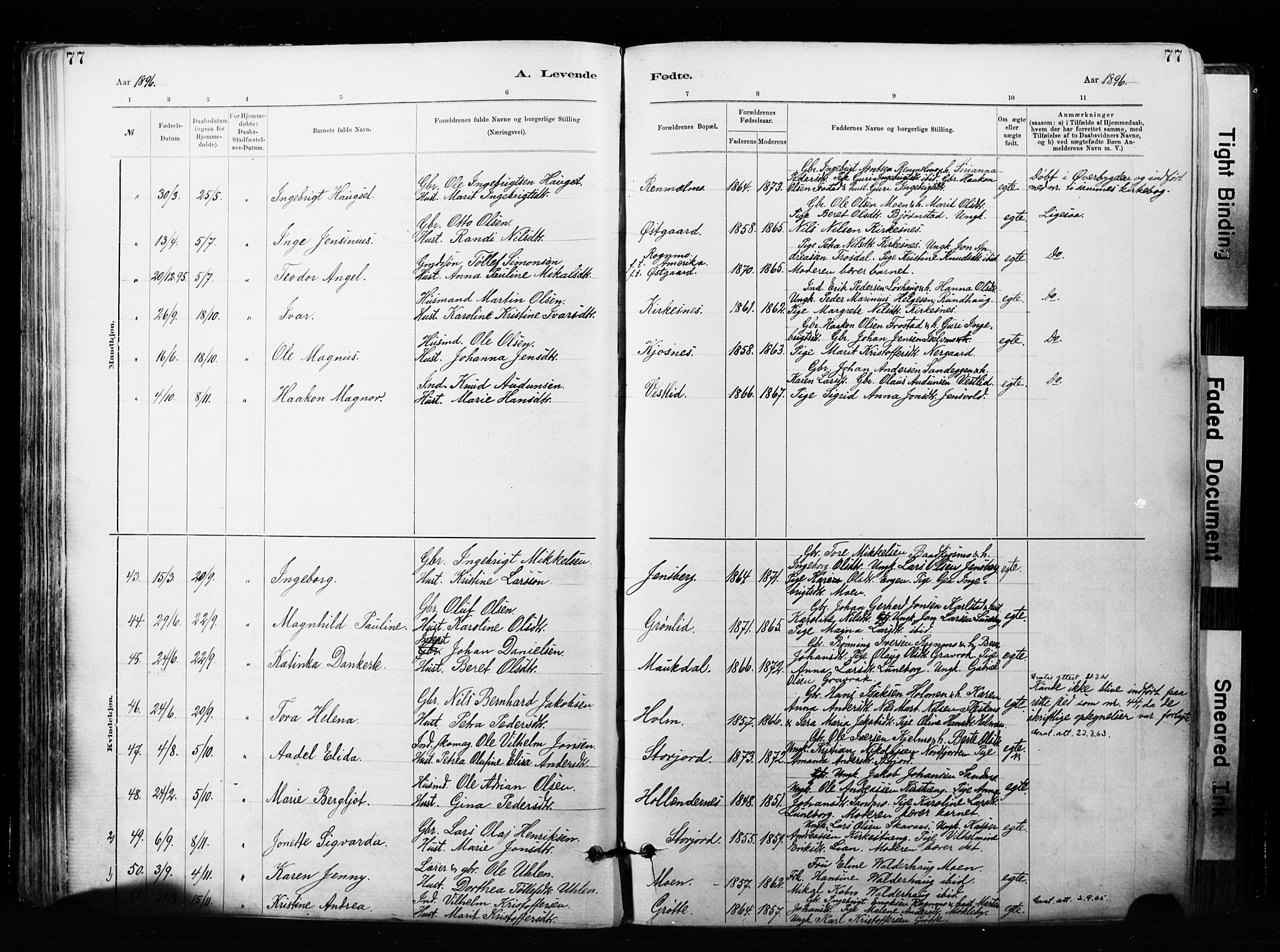 Målselv sokneprestembete, SATØ/S-1311/G/Ga/Gaa/L0007kirke: Parish register (official) no. 7, 1884-1903, p. 77