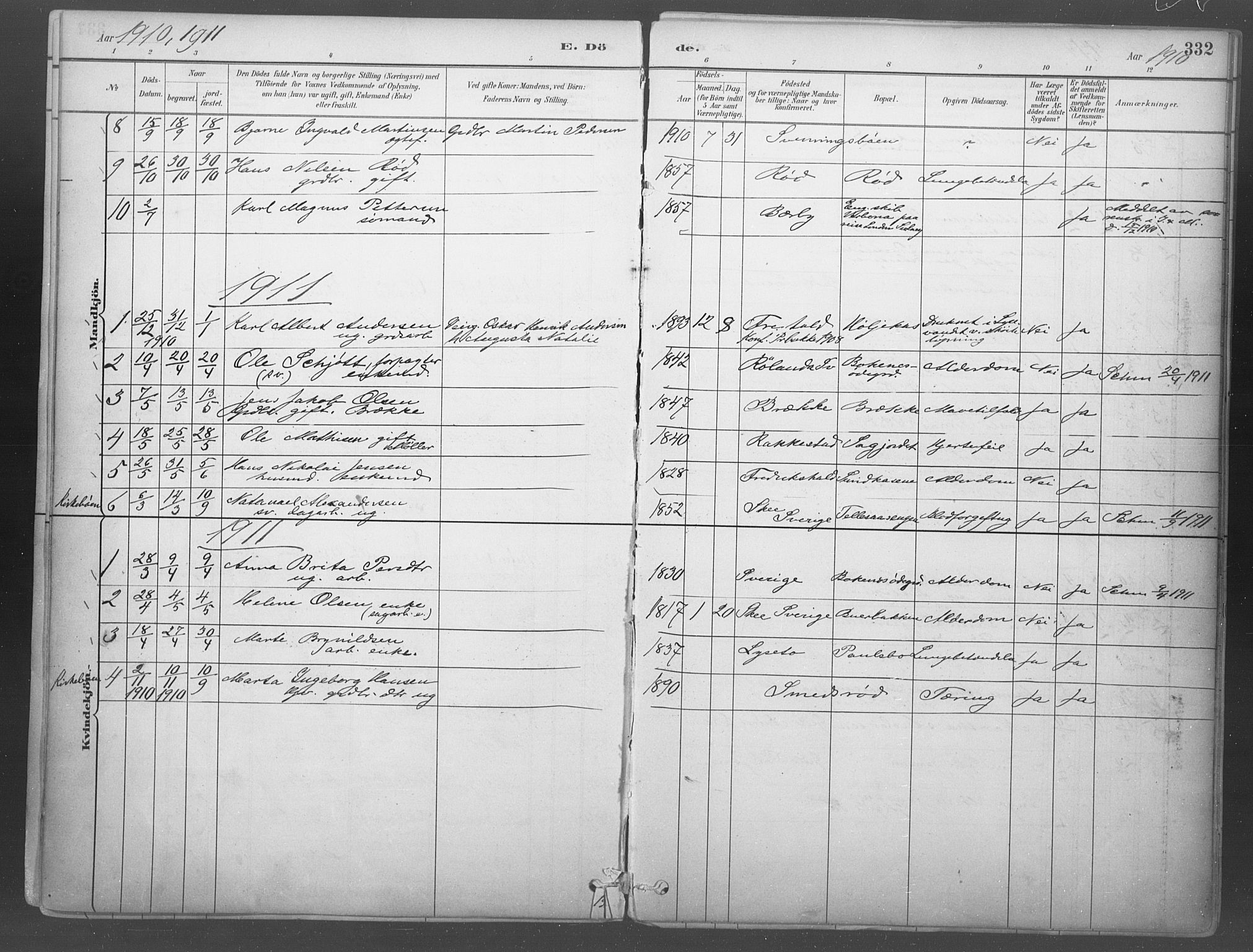 Idd prestekontor Kirkebøker, SAO/A-10911/F/Fb/L0002: Parish register (official) no. II 2, 1882-1923, p. 332