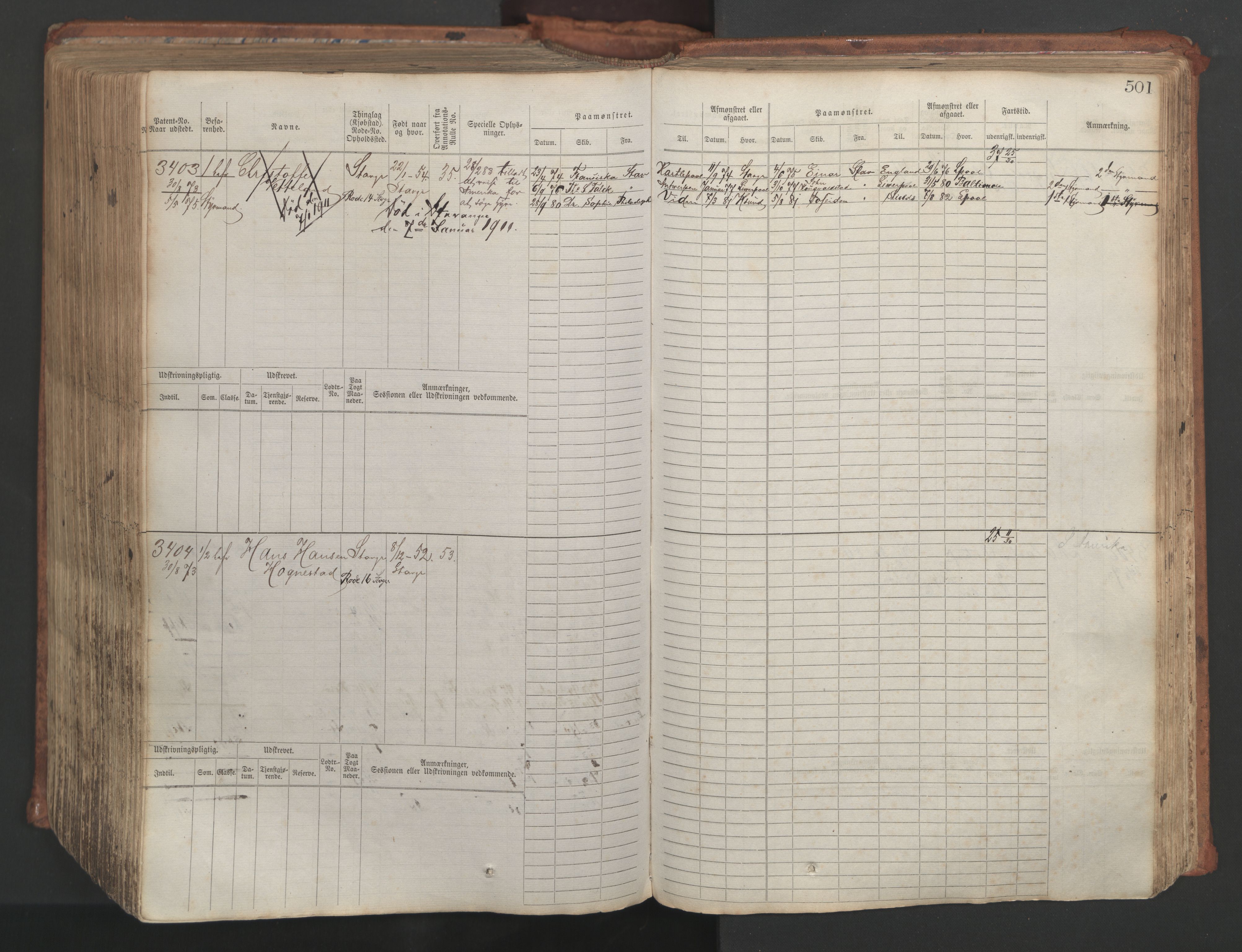 Stavanger sjømannskontor, AV/SAST-A-102006/F/Fb/Fbb/L0007: Sjøfartshovedrulle, patentnr. 2403-3604, 1869-1880, p. 553