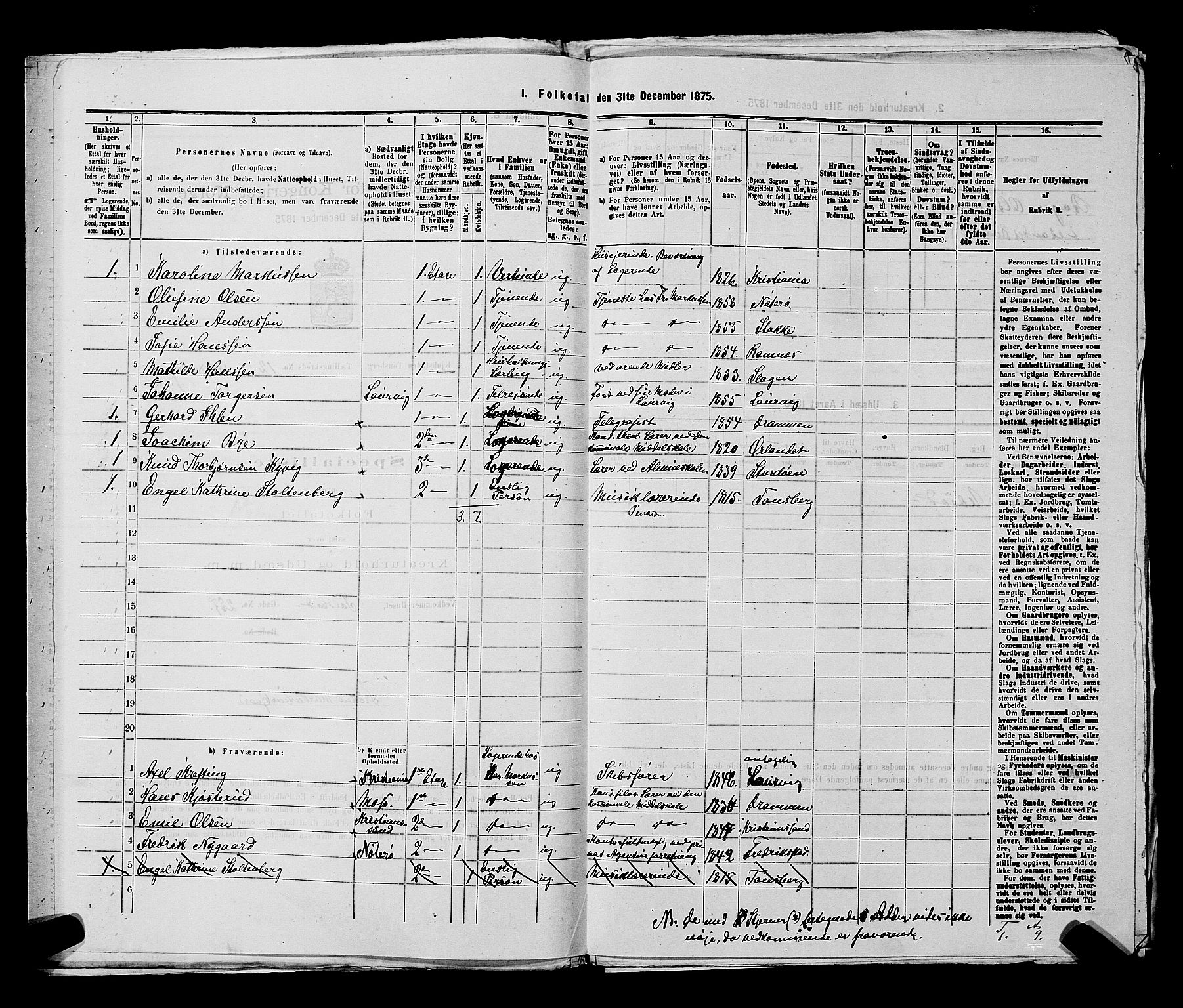 SAKO, 1875 census for 0705P Tønsberg, 1875, p. 378