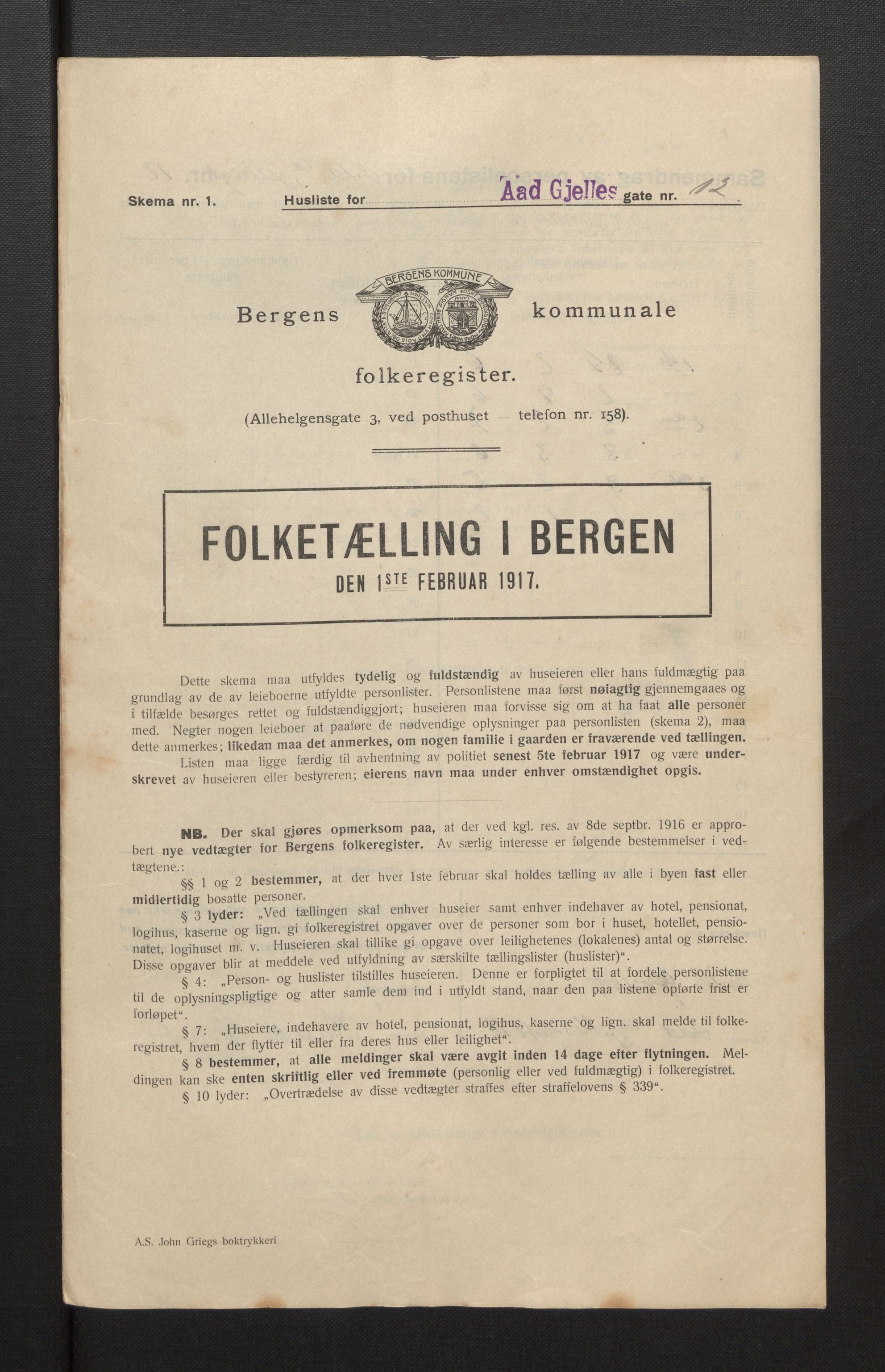 SAB, Municipal Census 1917 for Bergen, 1917, p. 30