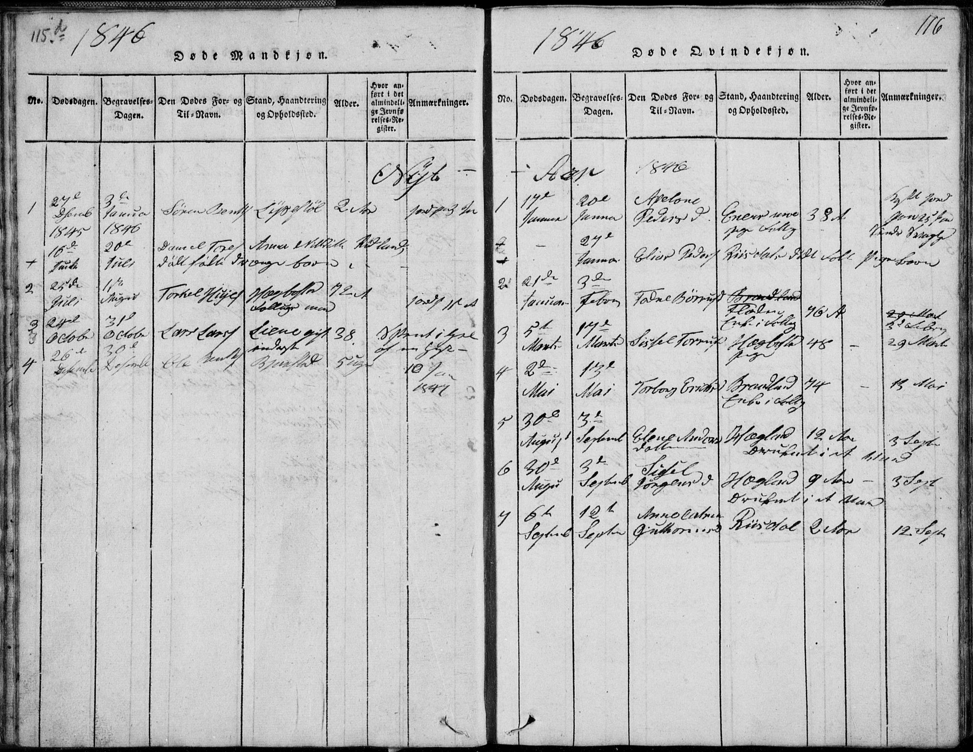 Nord-Audnedal sokneprestkontor, SAK/1111-0032/F/Fb/Fbb/L0001: Parish register (copy) no. B 1, 1816-1858, p. 116