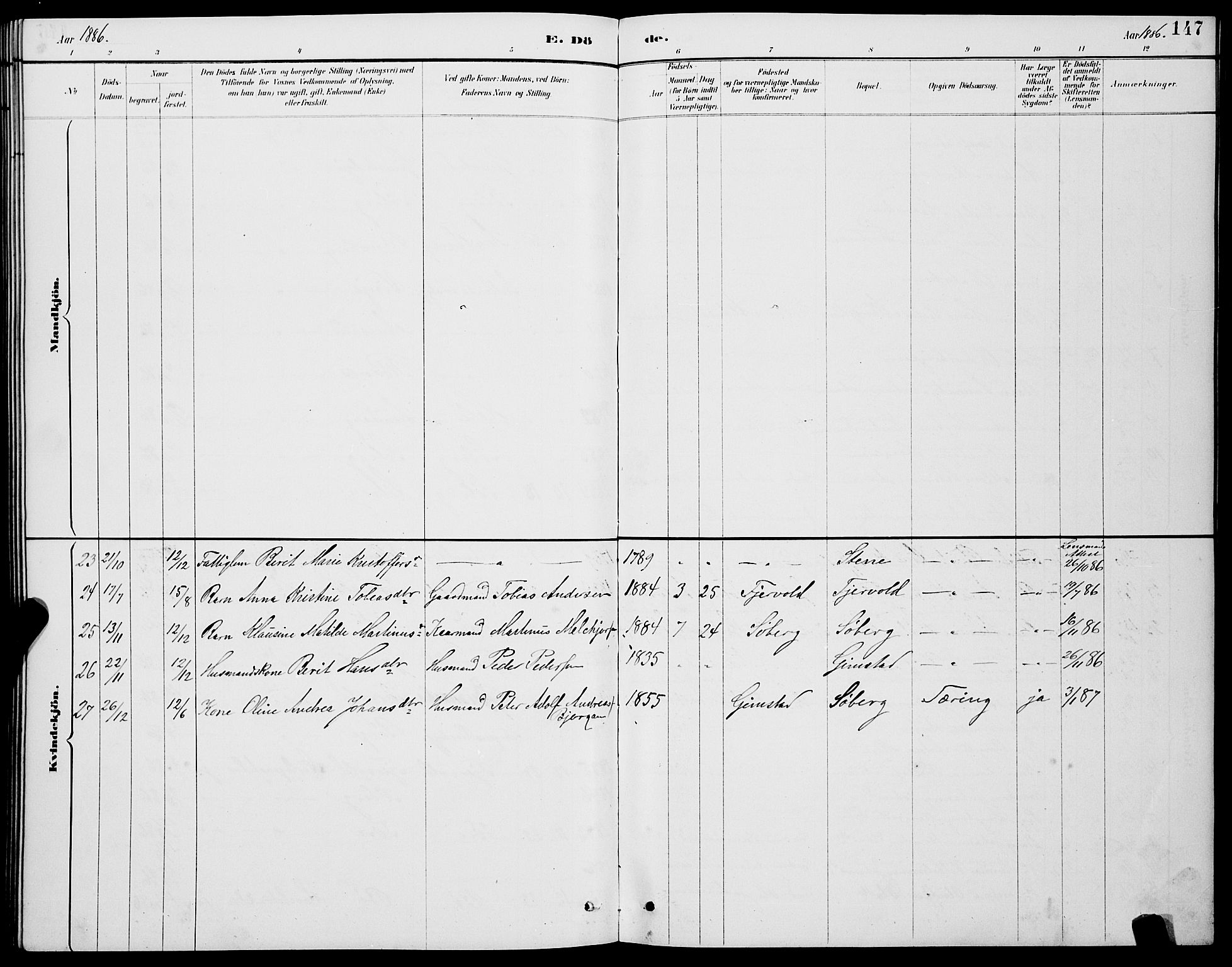 Ministerialprotokoller, klokkerbøker og fødselsregistre - Nordland, AV/SAT-A-1459/891/L1315: Parish register (copy) no. 891C04, 1886-1893, p. 147