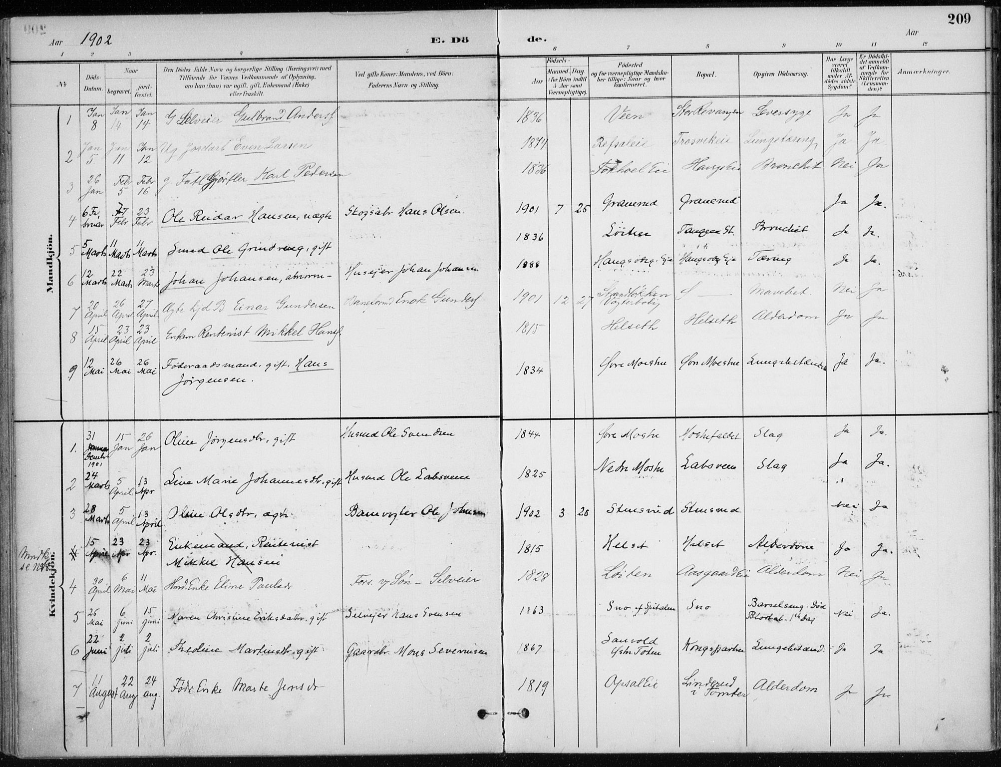 Stange prestekontor, SAH/PREST-002/K/L0023: Parish register (official) no. 23, 1897-1920, p. 209