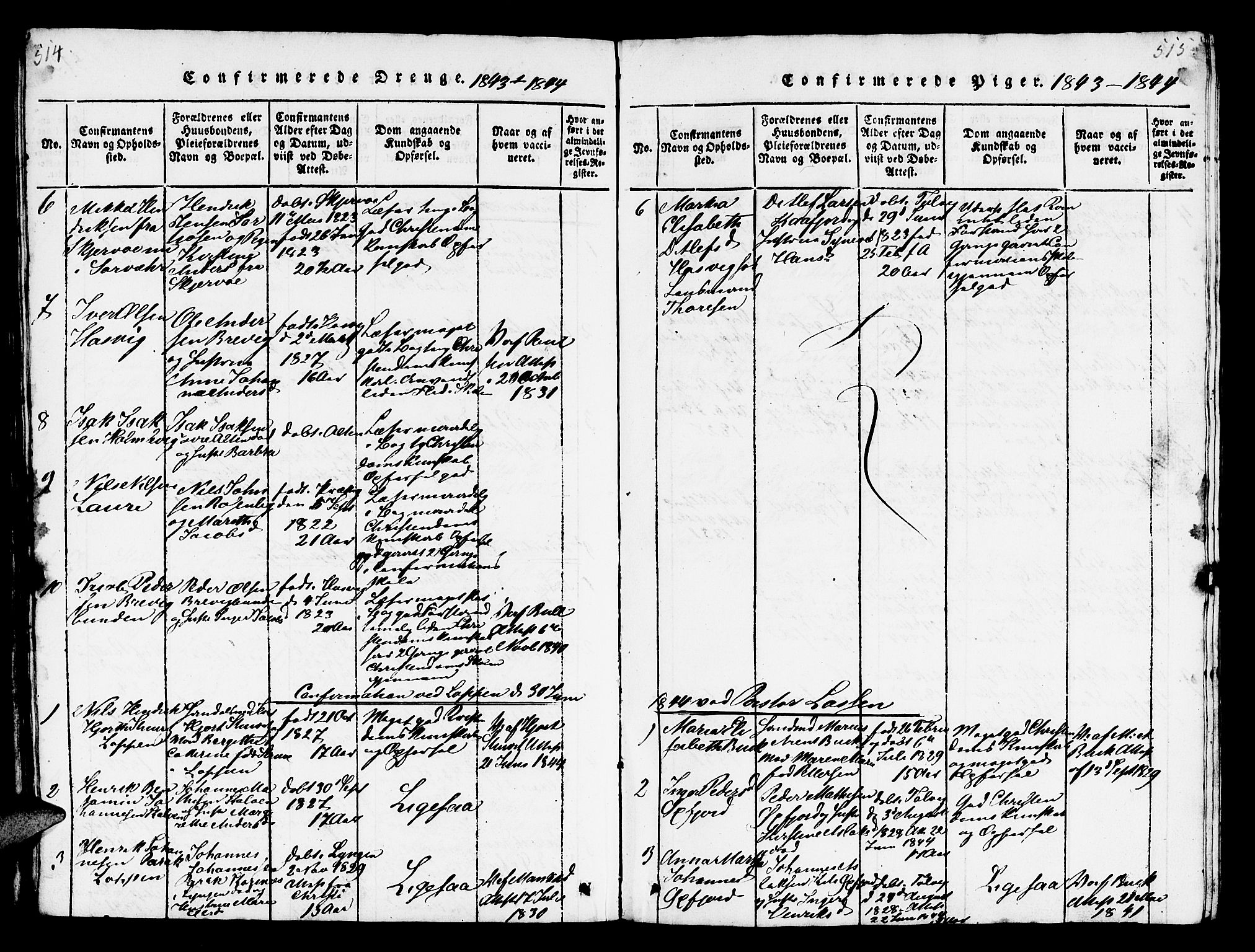 Loppa sokneprestkontor, AV/SATØ-S-1339/H/Hb/L0001klokker: Parish register (copy) no. 1, 1820-1849, p. 514-515