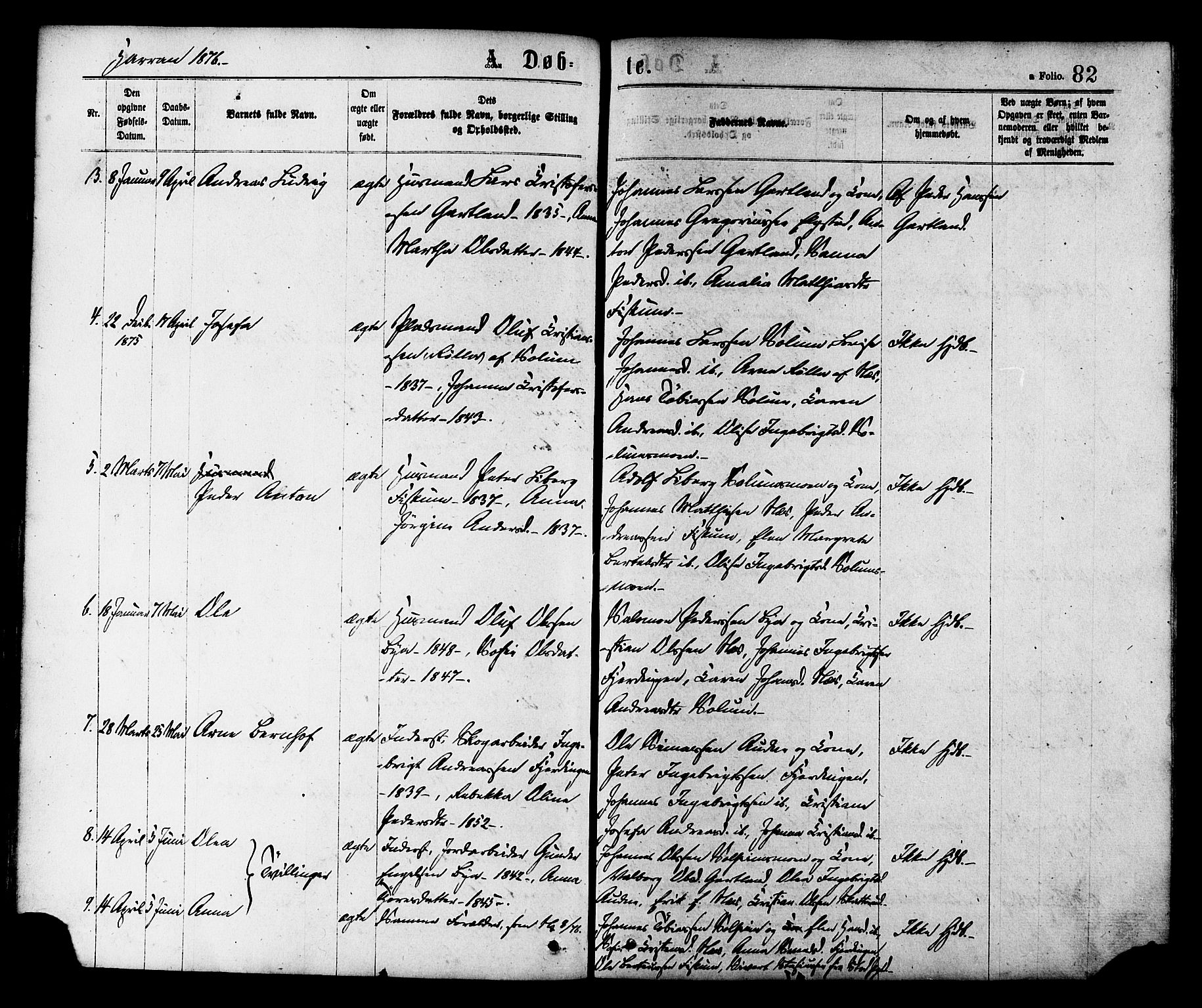 Ministerialprotokoller, klokkerbøker og fødselsregistre - Nord-Trøndelag, SAT/A-1458/758/L0516: Parish register (official) no. 758A03 /3, 1869-1879, p. 82