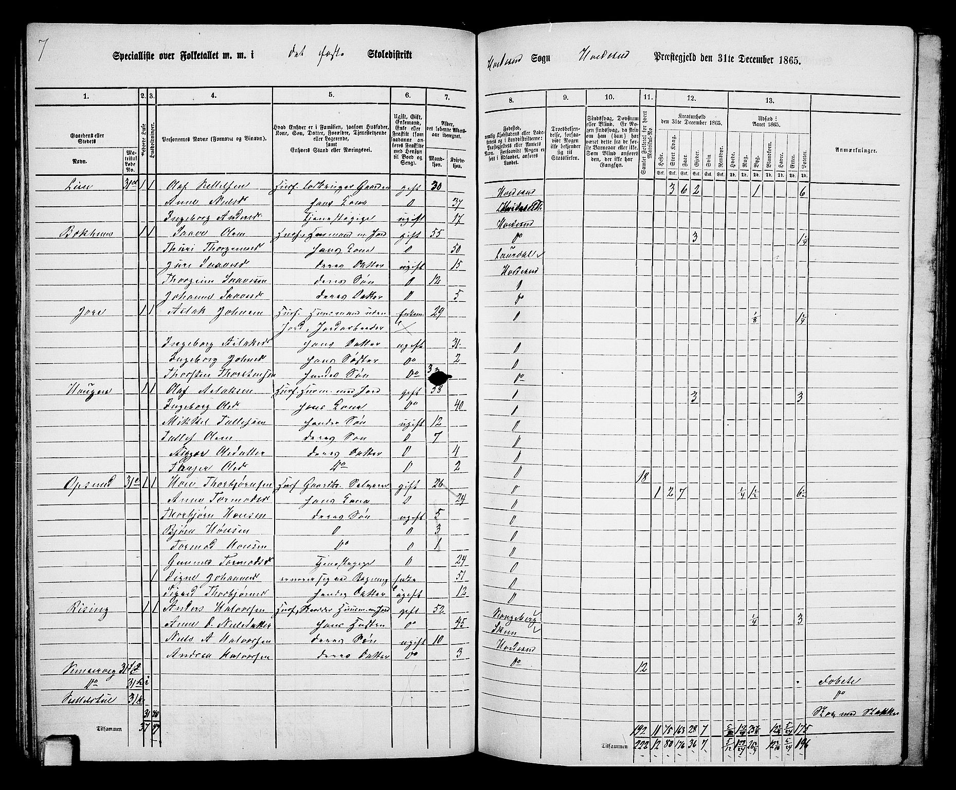 RA, 1865 census for Kviteseid, 1865, p. 52