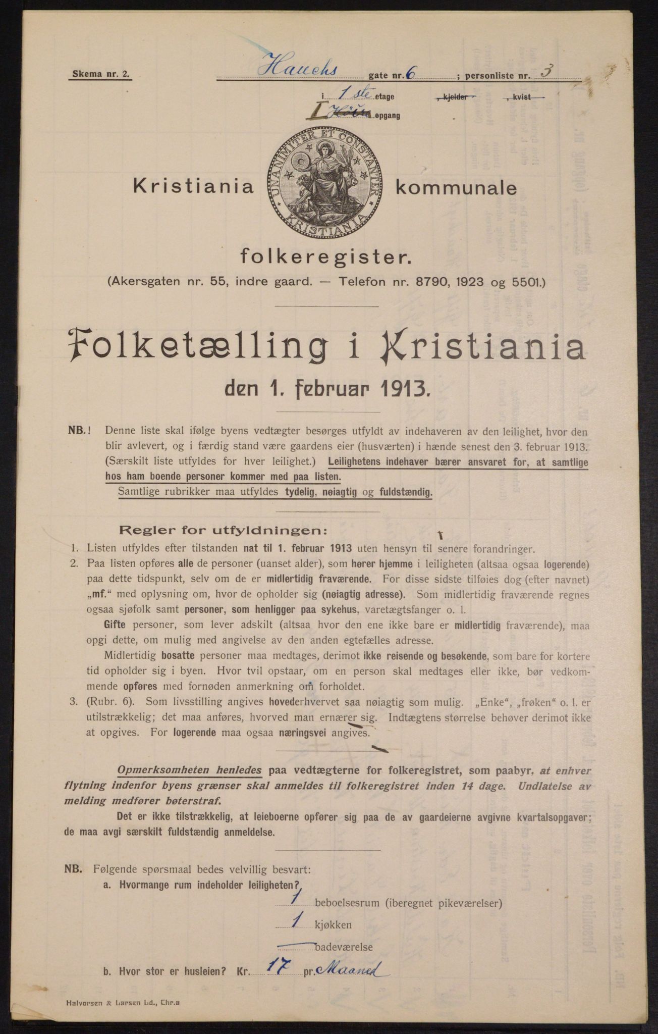 OBA, Municipal Census 1913 for Kristiania, 1913, p. 35243