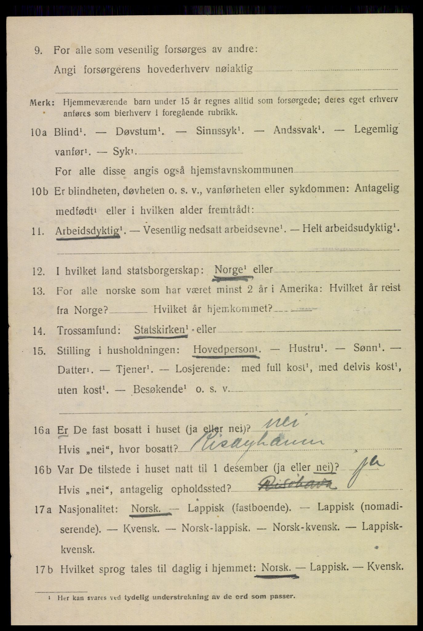 SAT, 1920 census for Dverberg, 1920, p. 3651