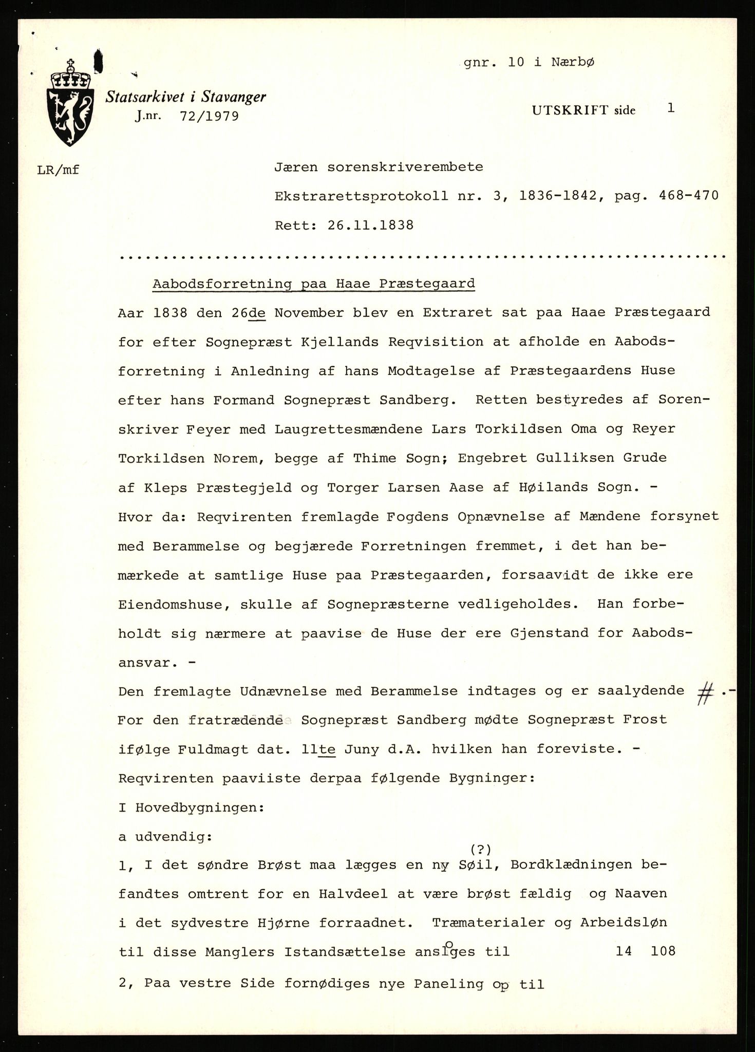 Statsarkivet i Stavanger, AV/SAST-A-101971/03/Y/Yj/L0066: Avskrifter sortert etter gårdsnavn: Pedersro - Prestegården i Suldal, 1750-1930, p. 475