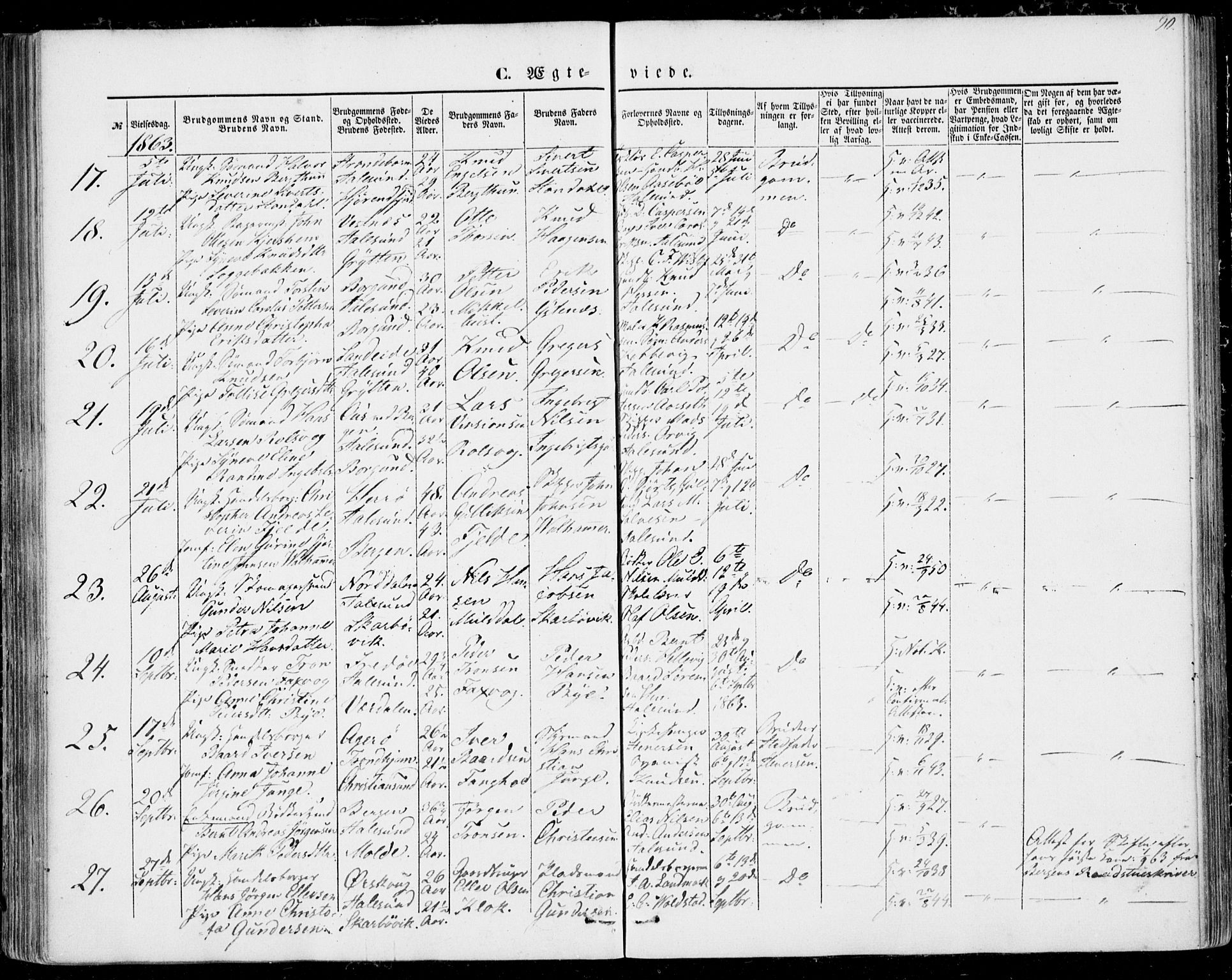 Ministerialprotokoller, klokkerbøker og fødselsregistre - Møre og Romsdal, AV/SAT-A-1454/529/L0451: Parish register (official) no. 529A01, 1855-1863, p. 90