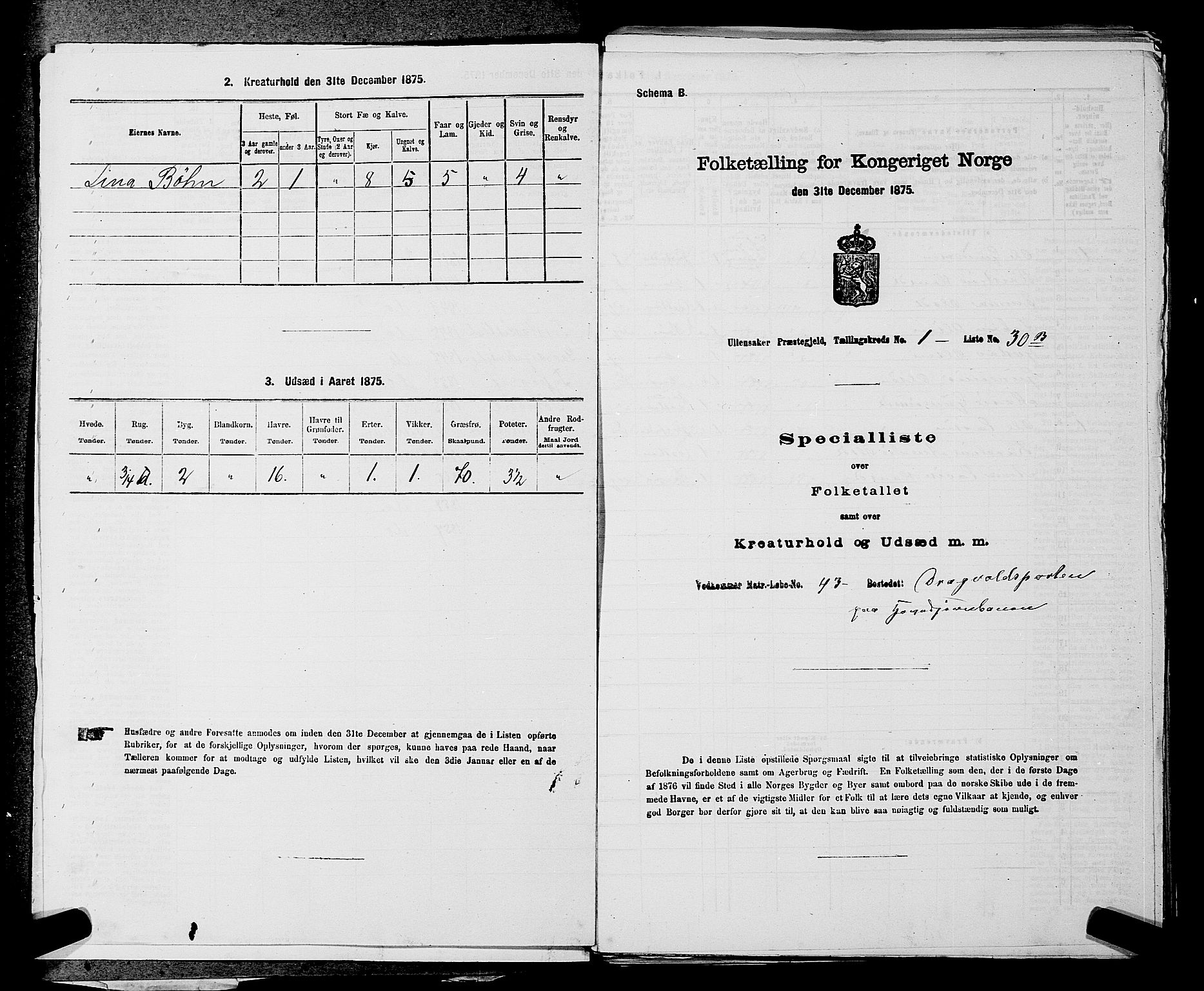 RA, 1875 census for 0235P Ullensaker, 1875, p. 57