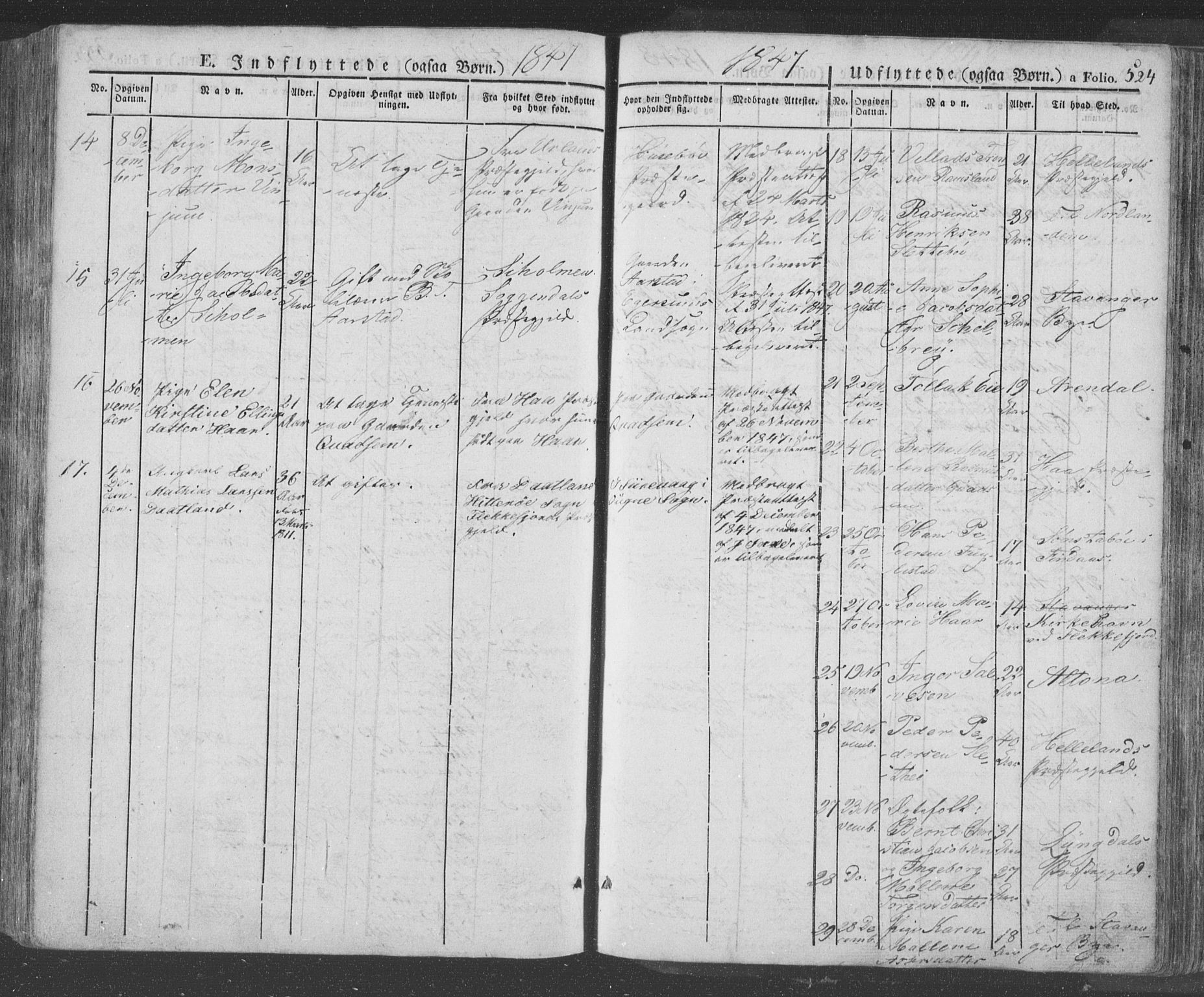 Eigersund sokneprestkontor, AV/SAST-A-101807/S08/L0009: Parish register (official) no. A 9, 1827-1850, p. 524