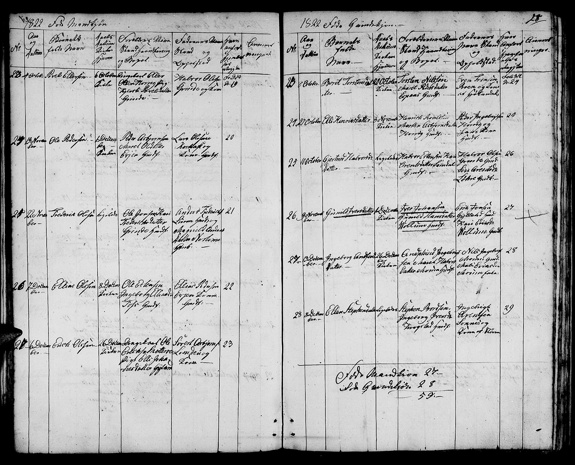 Ministerialprotokoller, klokkerbøker og fødselsregistre - Sør-Trøndelag, AV/SAT-A-1456/692/L1108: Parish register (copy) no. 692C03, 1816-1833, p. 28