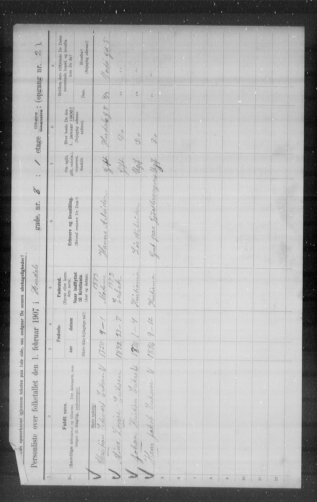 OBA, Municipal Census 1907 for Kristiania, 1907, p. 21702