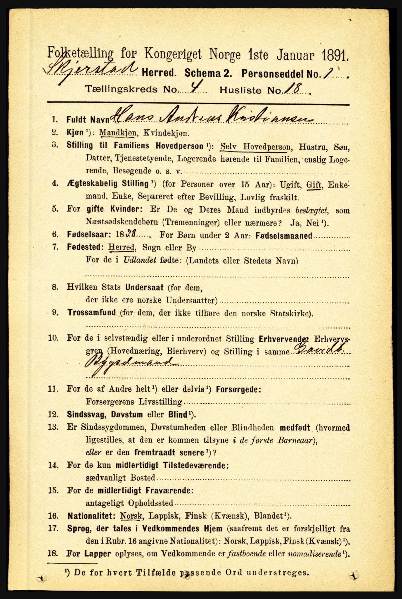 RA, 1891 census for 1842 Skjerstad, 1891, p. 1247