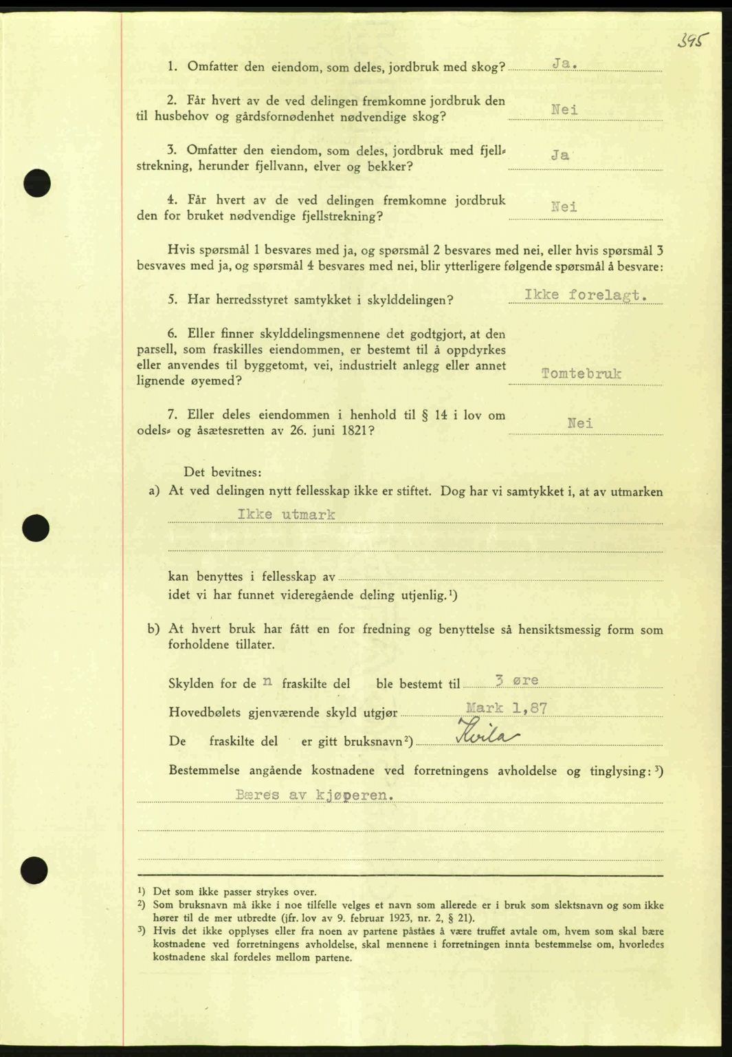 Nordmøre sorenskriveri, AV/SAT-A-4132/1/2/2Ca: Mortgage book no. A96, 1943-1944, Diary no: : 2375/1943