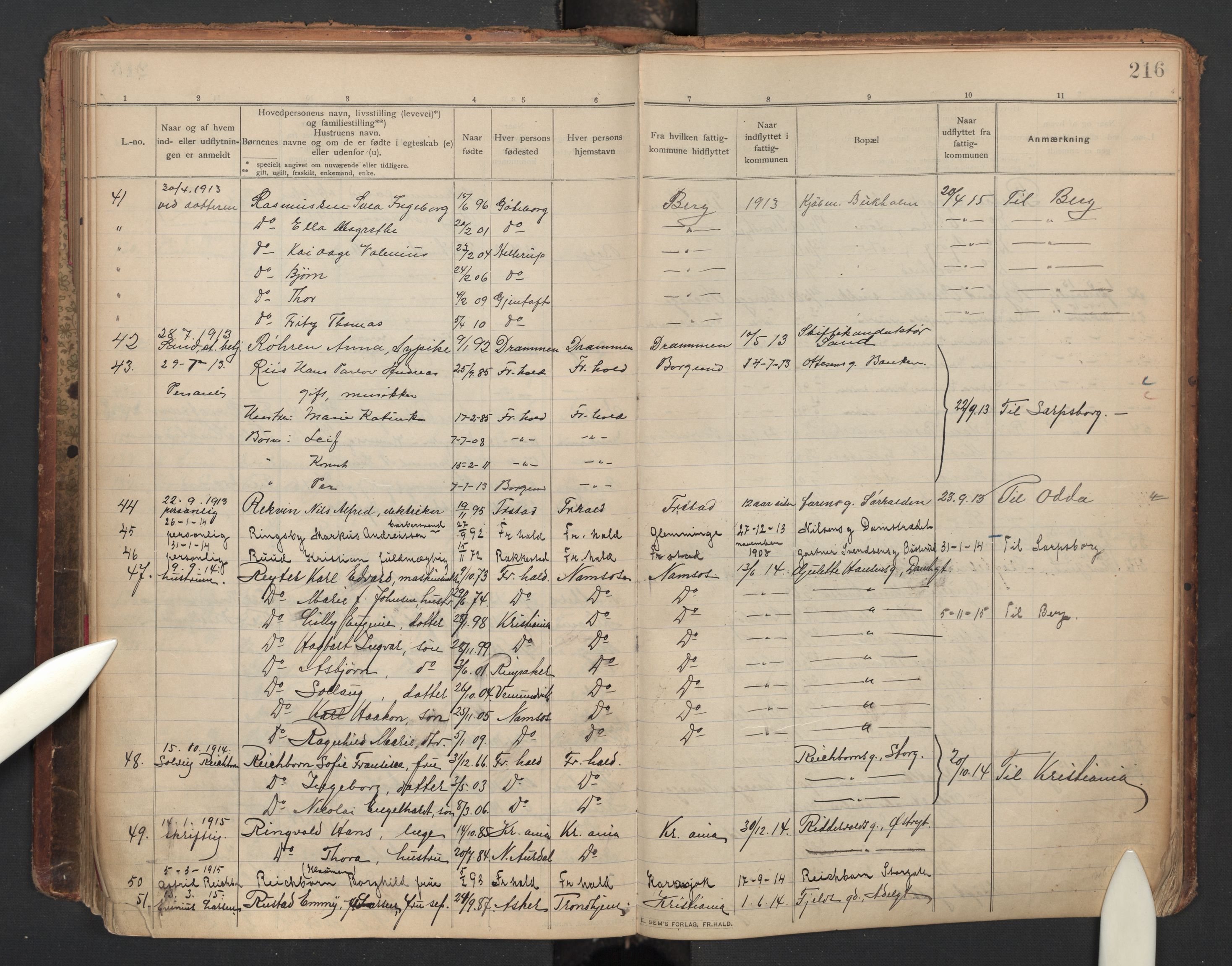 Halden politidistrikt, AV/SAO-A-10295/H/Ha/Hae/L0002: Flytteprotokoll, 1908-1915, p. 216