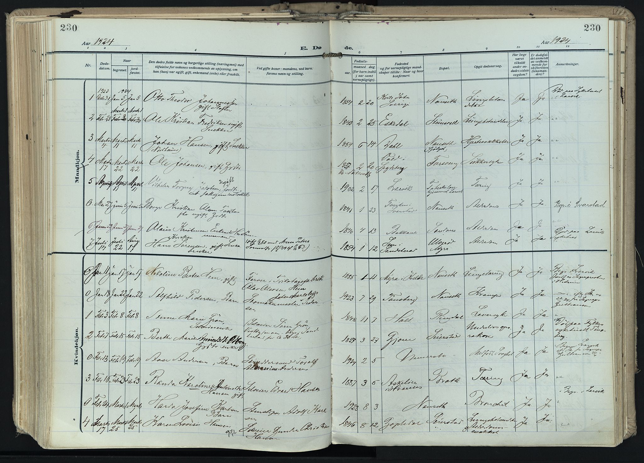 Hedrum kirkebøker, AV/SAKO-A-344/F/Fa/L0011: Parish register (official) no. I 11, 1919-1933, p. 230