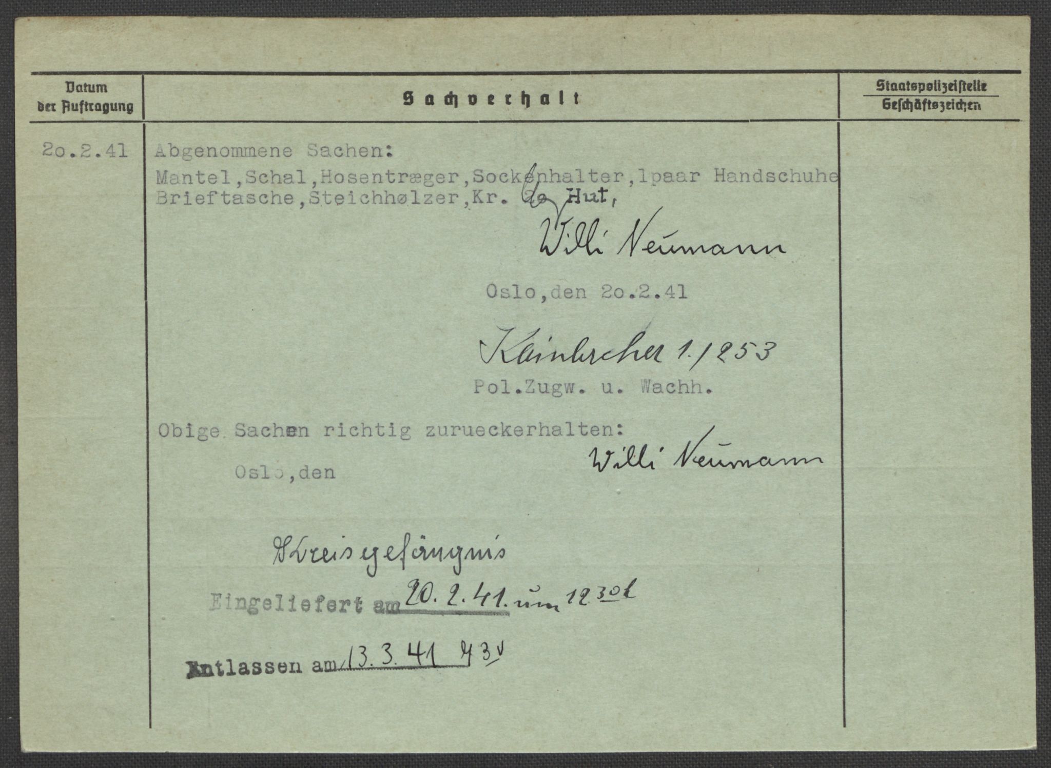 Befehlshaber der Sicherheitspolizei und des SD, AV/RA-RAFA-5969/E/Ea/Eaa/L0007: Register over norske fanger i Møllergata 19: Lundb-N, 1940-1945, p. 1041