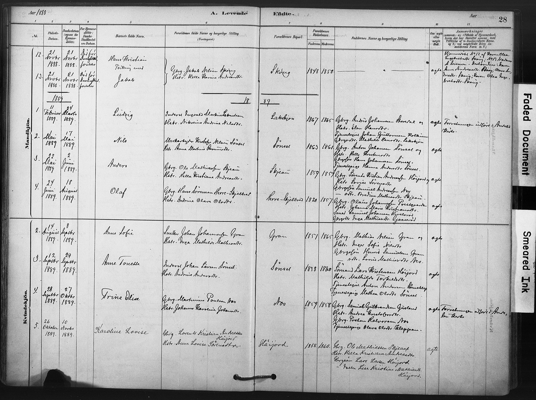 Andebu kirkebøker, AV/SAKO-A-336/F/Fb/L0001: Parish register (official) no. II 1, 1878-1909, p. 28