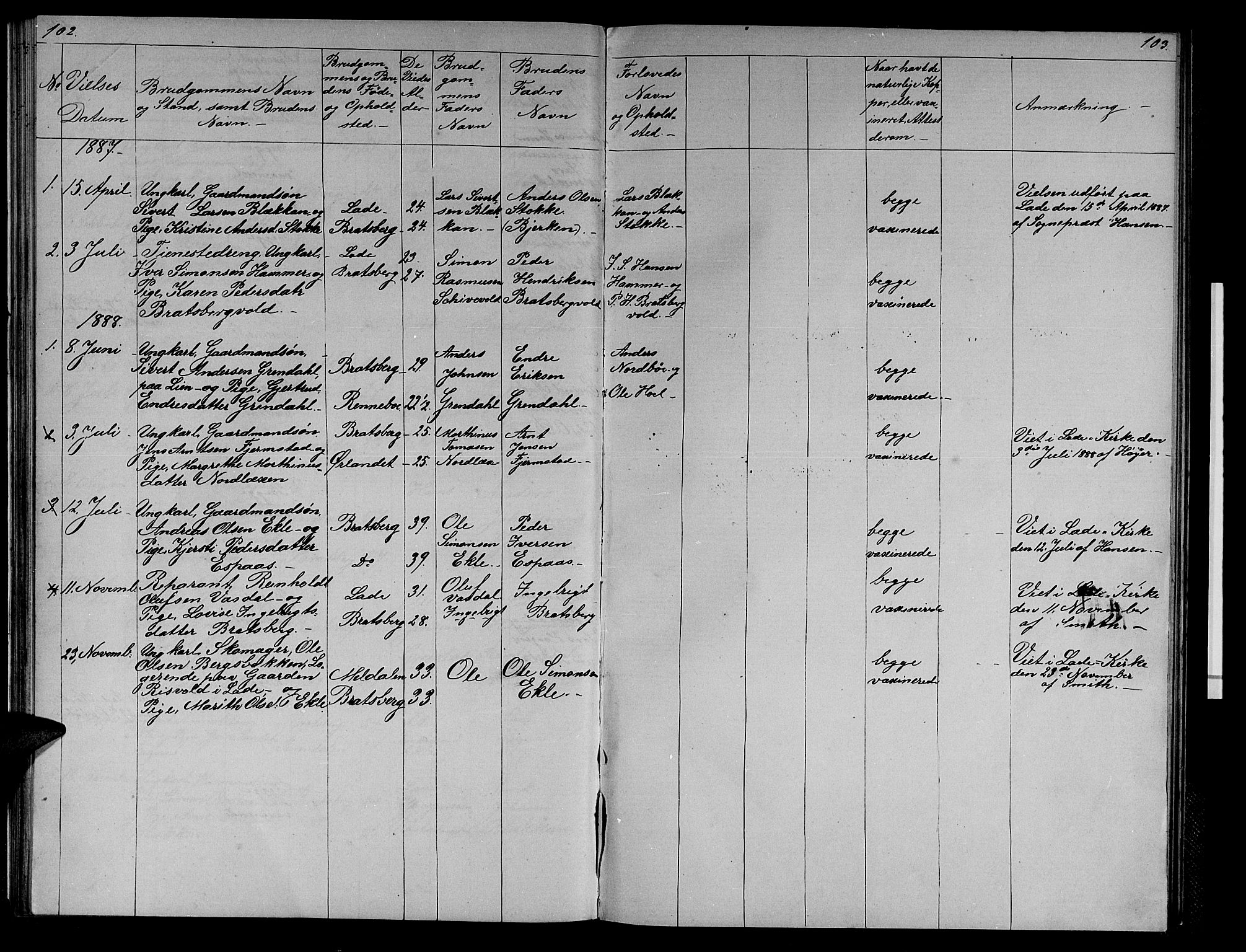 Ministerialprotokoller, klokkerbøker og fødselsregistre - Sør-Trøndelag, AV/SAT-A-1456/608/L0340: Parish register (copy) no. 608C06, 1864-1889, p. 102-103