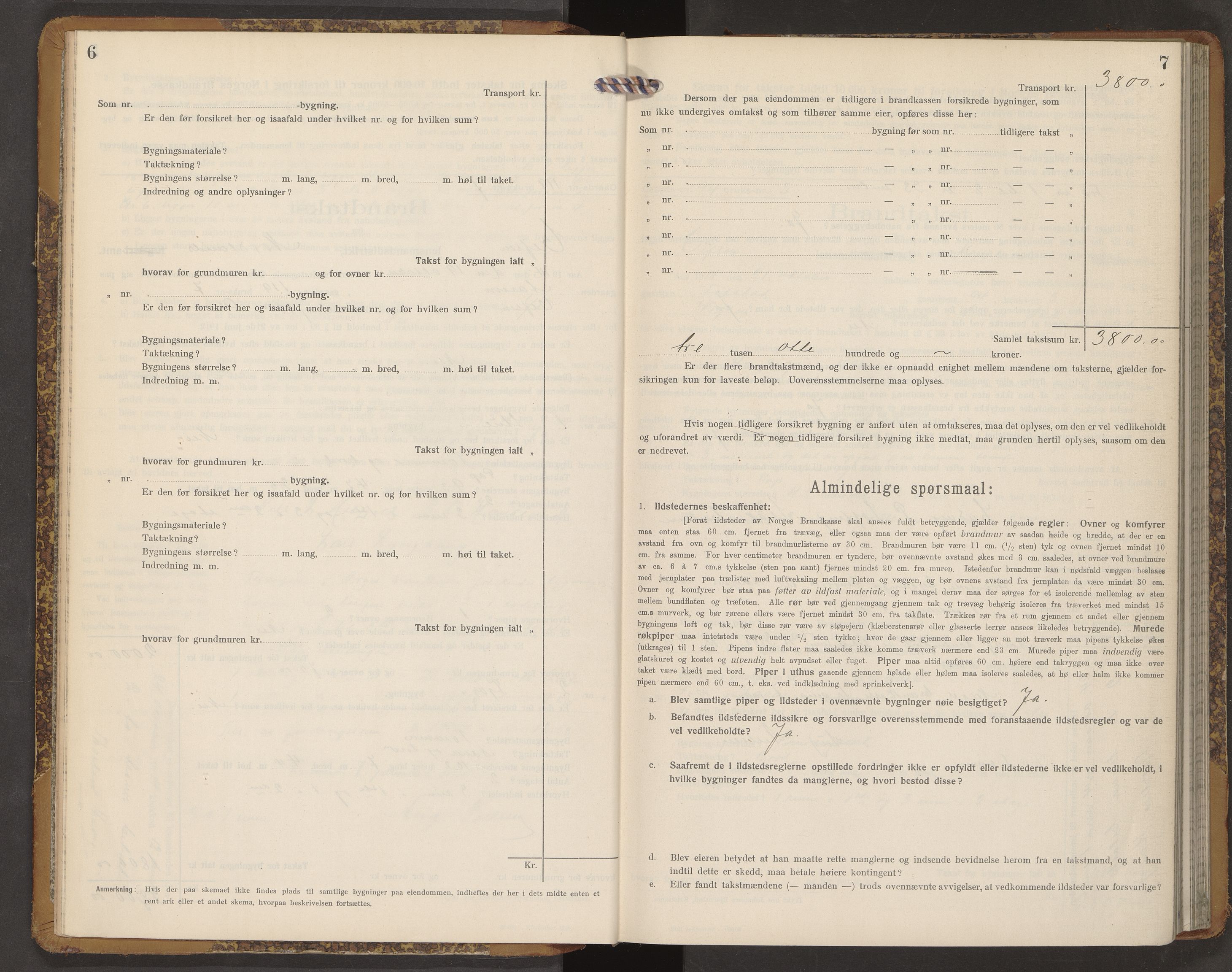 Norges Brannkasse Vefsn, AV/SAT-A-5573/Fb/L0006: Branntakstprotokoll, 1914-1918