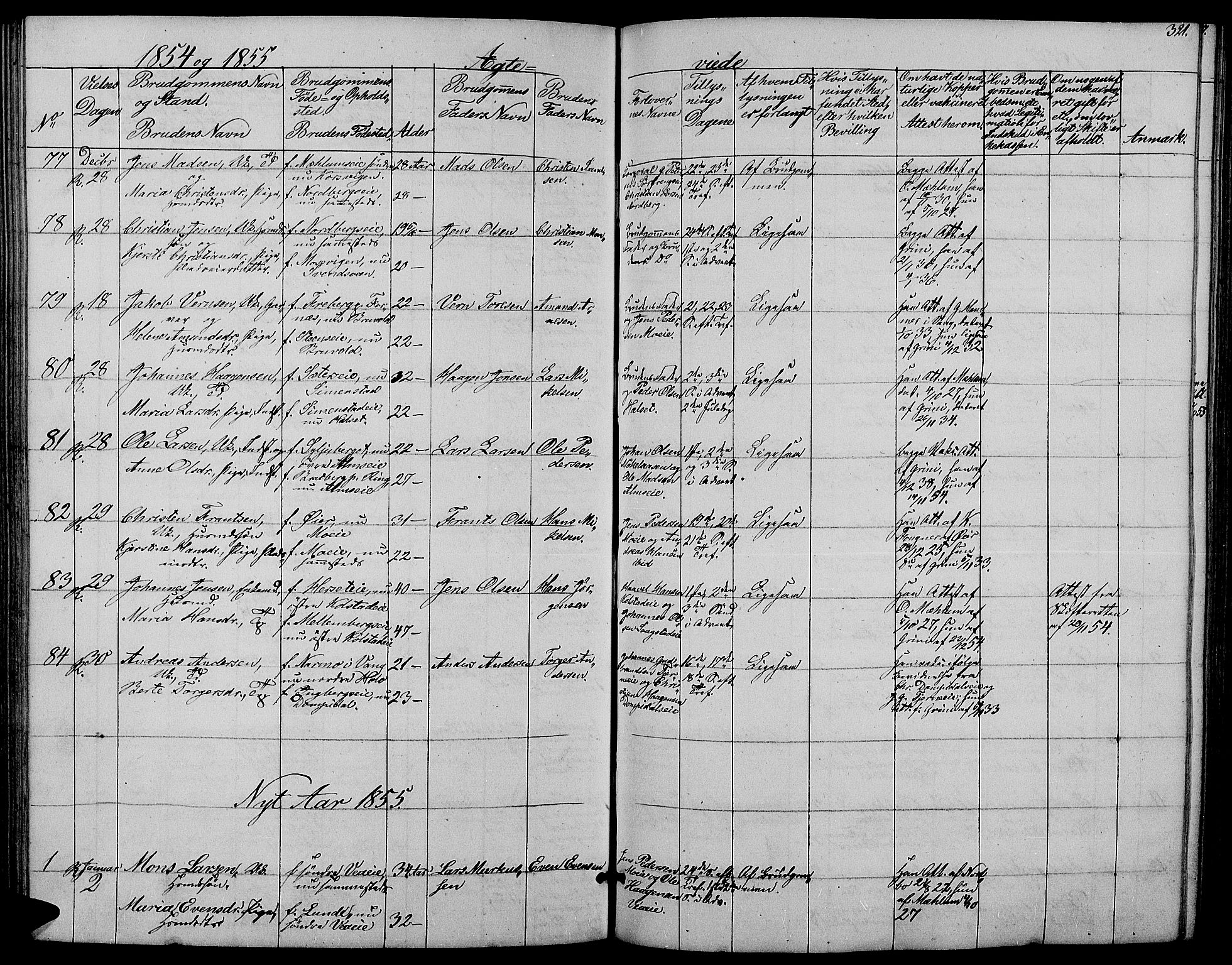 Ringsaker prestekontor, AV/SAH-PREST-014/L/La/L0006: Parish register (copy) no. 6, 1851-1860, p. 321